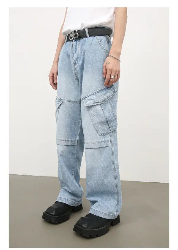 Japanese Brand American retro men's high street loose cargo jeans Size US 32 / EU 48 - 5 Thumbnail