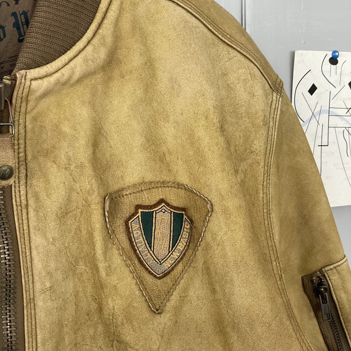 Vintage Yellow Distressed leather jacket Y2K sz M