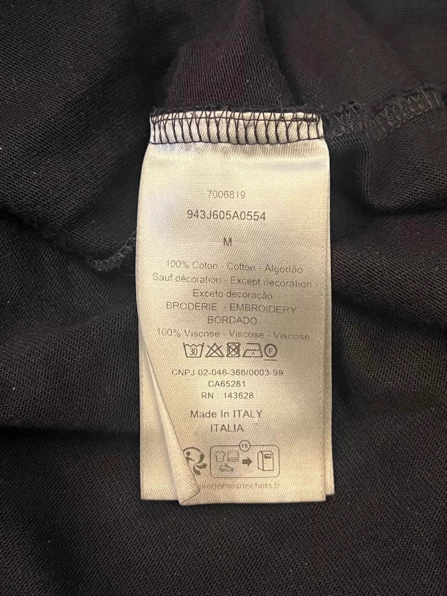 Dior DIOR Men's Black Embroidered Logo Crew Neck Short Sleeve Tee M Size US M / EU 48-50 / 2 - 5 Thumbnail