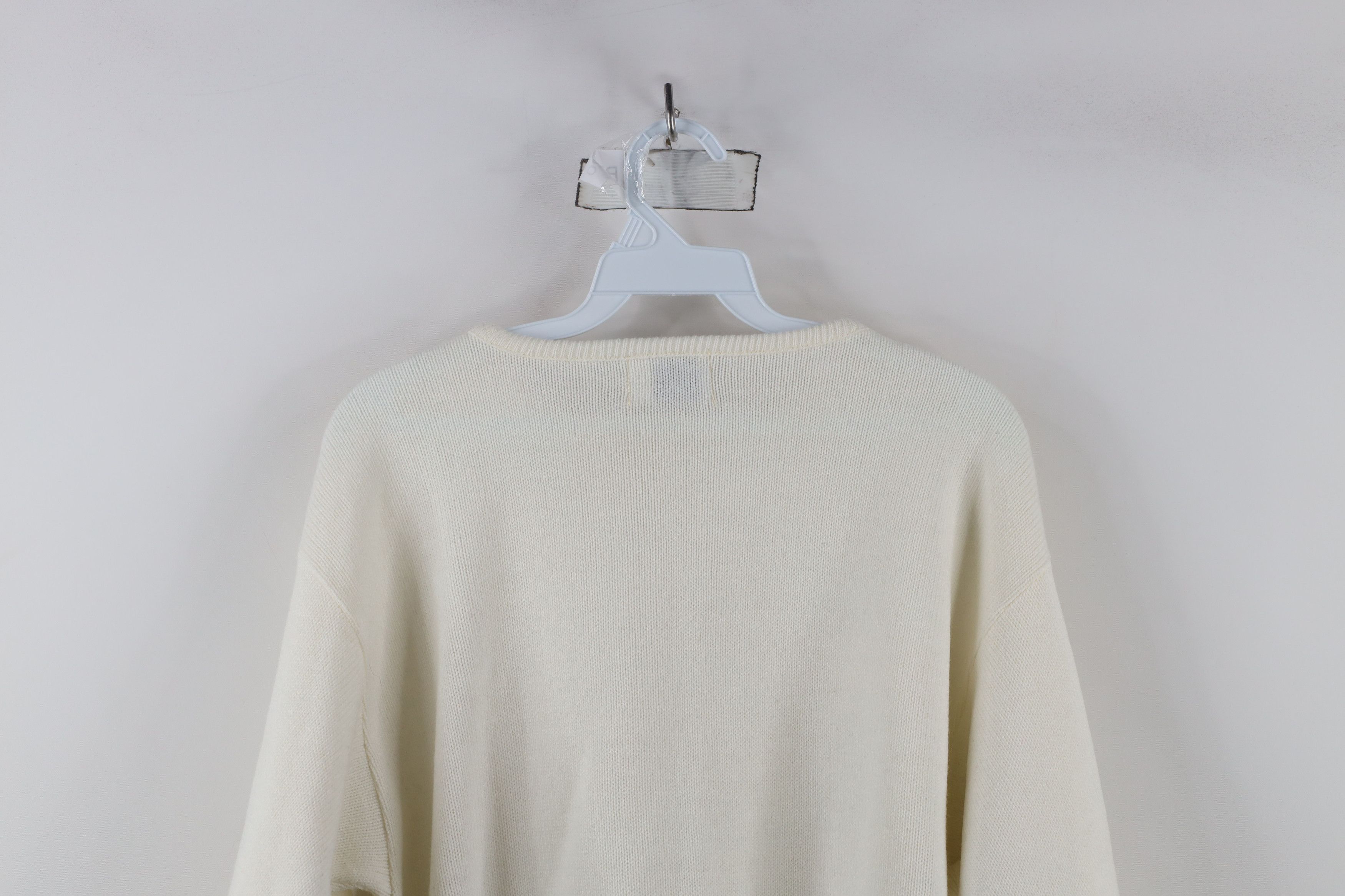 Lacoste × Vintage Vintage 70s 80s Izod Lacoste Tennis Spell Knit Sweater White Size M / US 6-8 / IT 42-44 - 9 Thumbnail