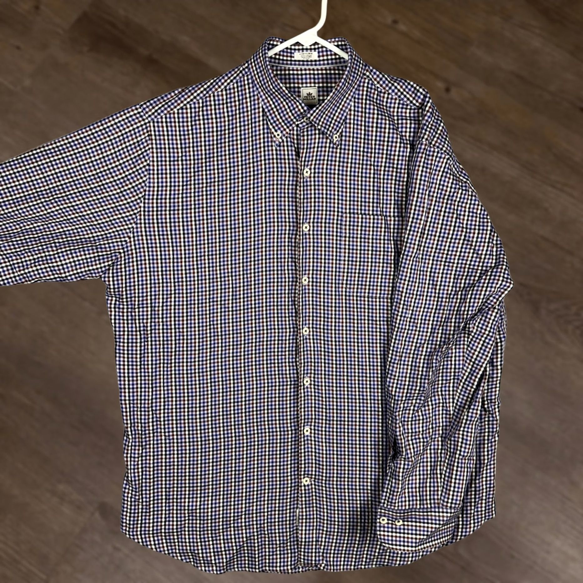 Peter Millar Peter Millar Shirt Mens XL Purple Brown Button Down Gingham Check Long Sleeve Shirt Size US XL / EU 56 / 4 - 1 Thumbnail