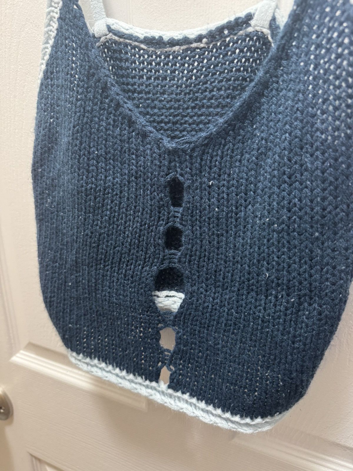 Custommade Custom Knitted Yarn Top Blue Cozy Womens Size M / US 6-8 / IT 42-44 - 3 Thumbnail