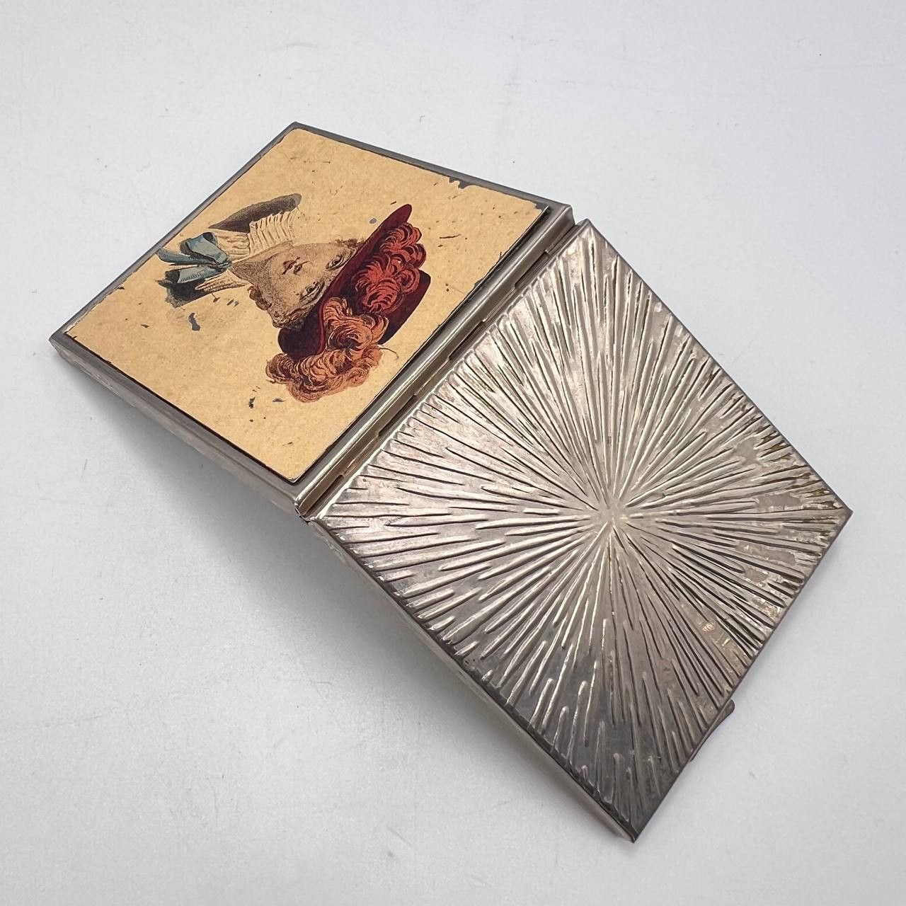 Vintage Victorian Lady Compact Powder Box Mirror Silver Plated Size ONE SIZE - 8 Thumbnail