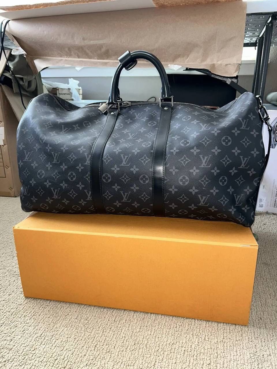 Louis vuitton keepall 55 monogram eclipse hotsell