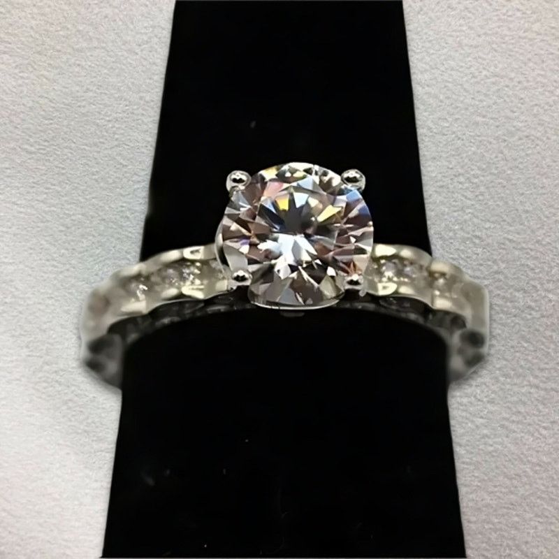Other 2 Ct Moissanite Ring Rhodium Plated 925 Sterling Silver 6 Size ONE SIZE - 1 Thumbnail