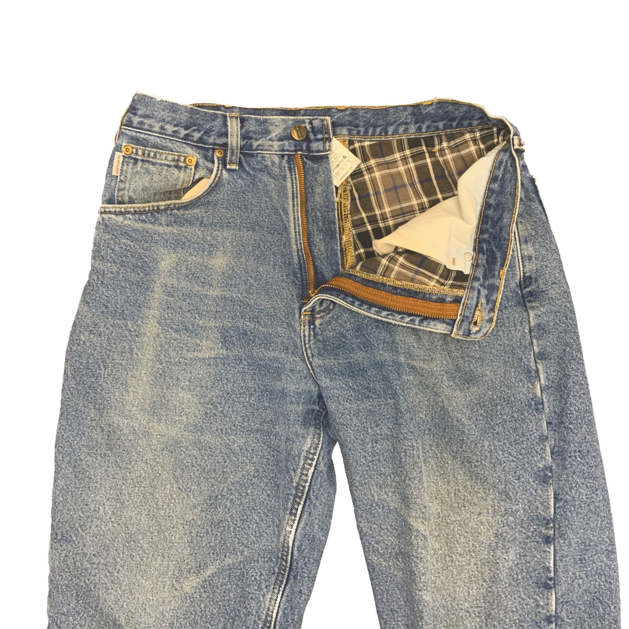 Carhartt × Vintage Vintage Flannel Lined Carhartt Blue Jeans Size US 34 / EU 50 - 6 Thumbnail