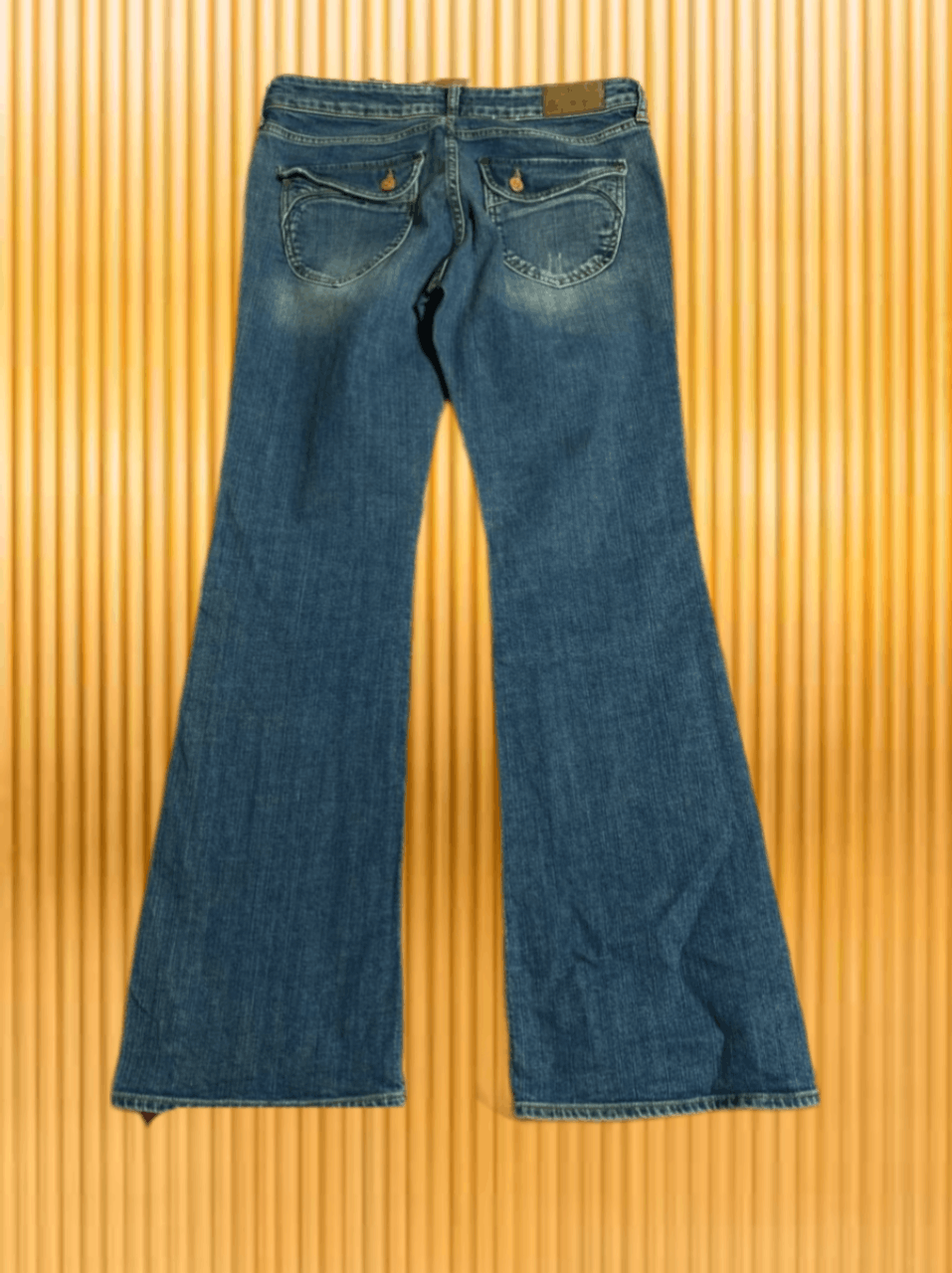 Japanese Brand Distressed Dirty Patchwork Painted Y2K Flared Crush Faded Size US 32 / EU 48 - 1 Thumbnail