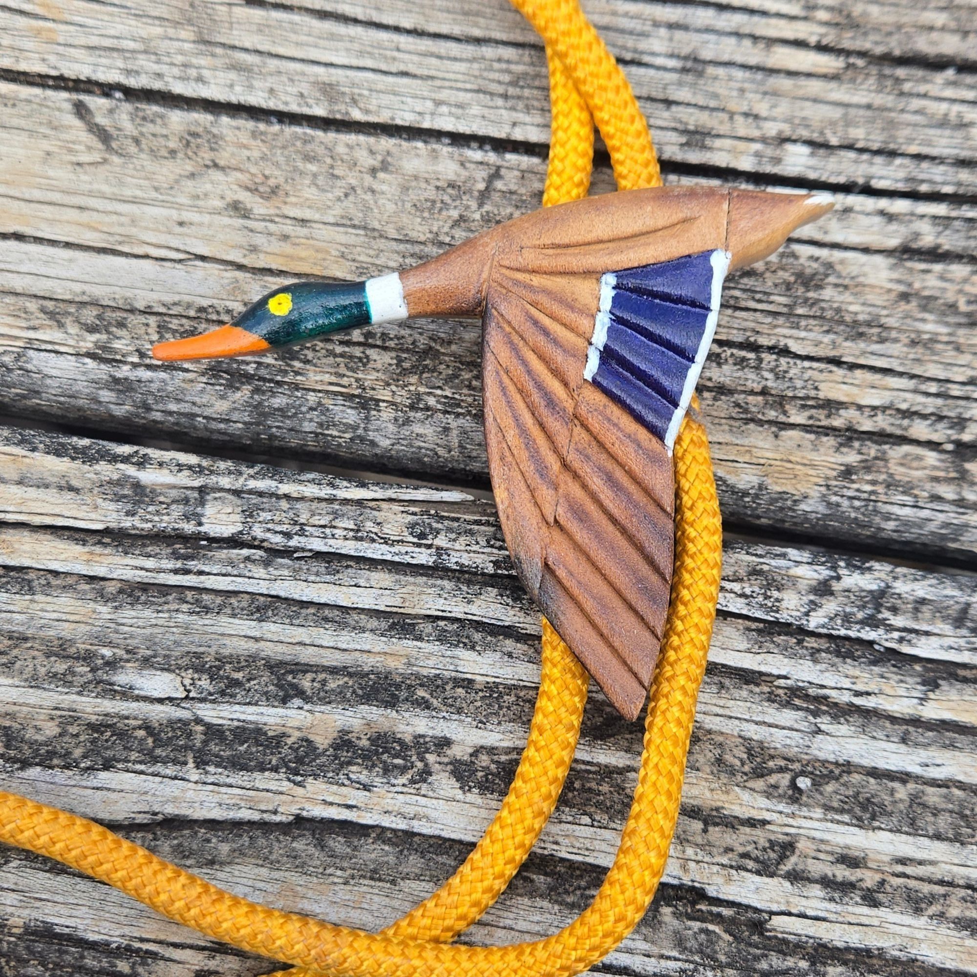 Other Vintage Mallard Duck Bolo Tie Wood Yellow Braided Cord Weste Size ONE SIZE - 13 Thumbnail