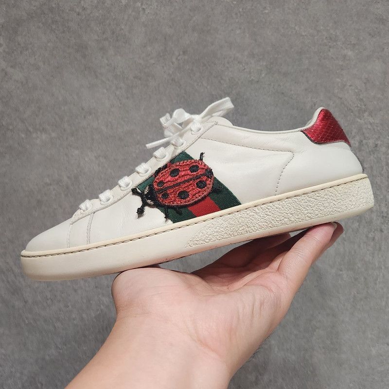 Gucci Gucci Ace Leather Ladybug Embroidered Sneakers -2508 Size US 5 / IT 35 - 5 Thumbnail