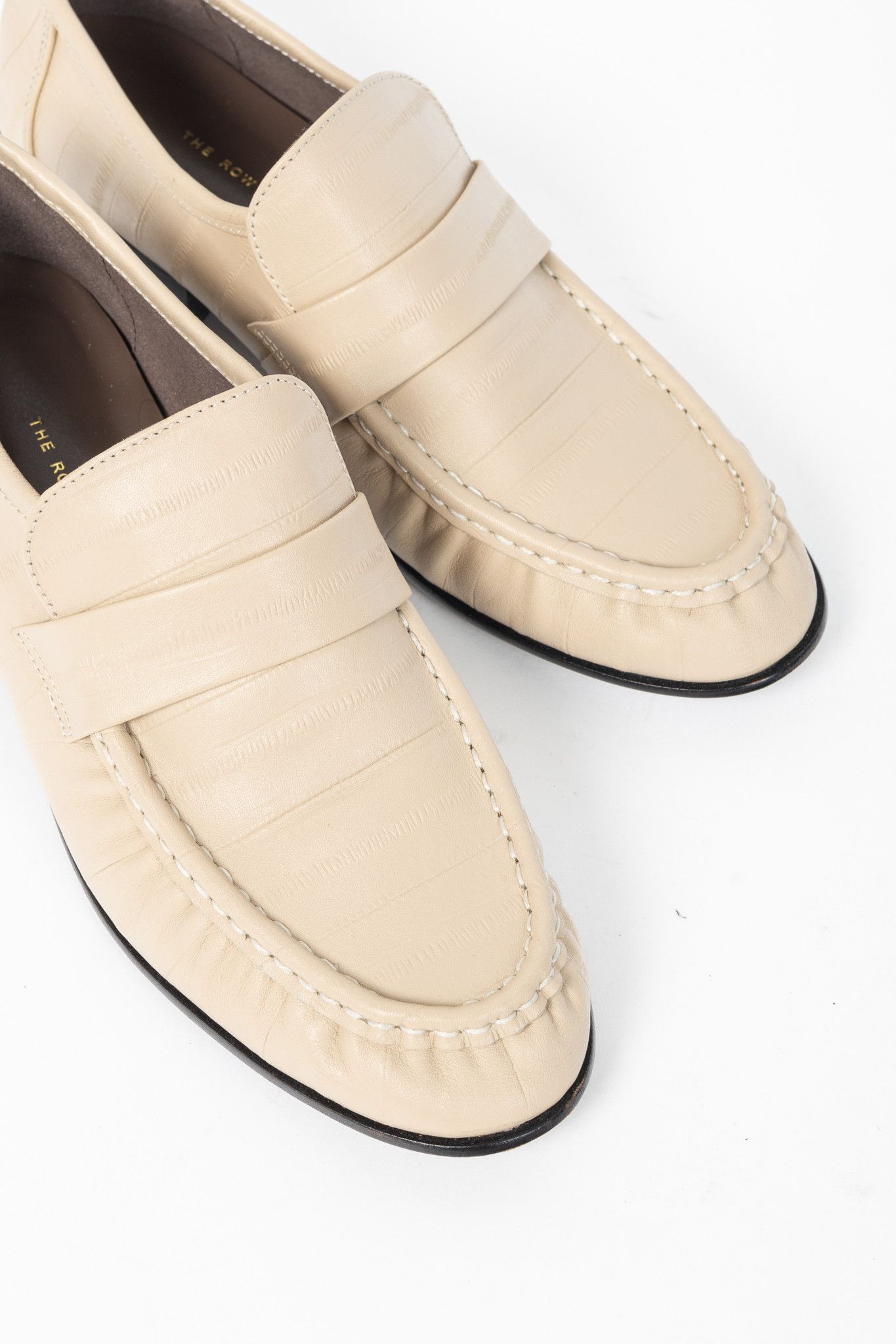The Row The Row Soft Beige Leather Ruched-Detail Flat Loafers Size US 8.5 / IT 38.5 - 6 Thumbnail