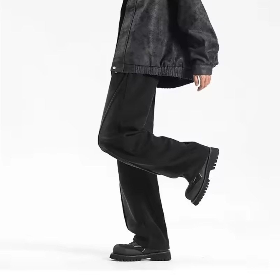 Japanese Brand × Vintage High Street Pleated Straight Pant Elastic Waist Vintage Y2K Size US 32 / EU 48 - 2 Thumbnail