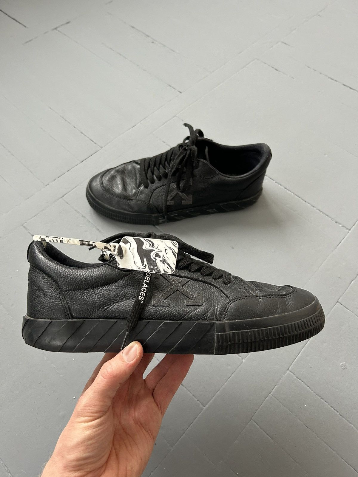 image of Off White Vulcanised Sole Sneakers in Black, Men's (Size 10)