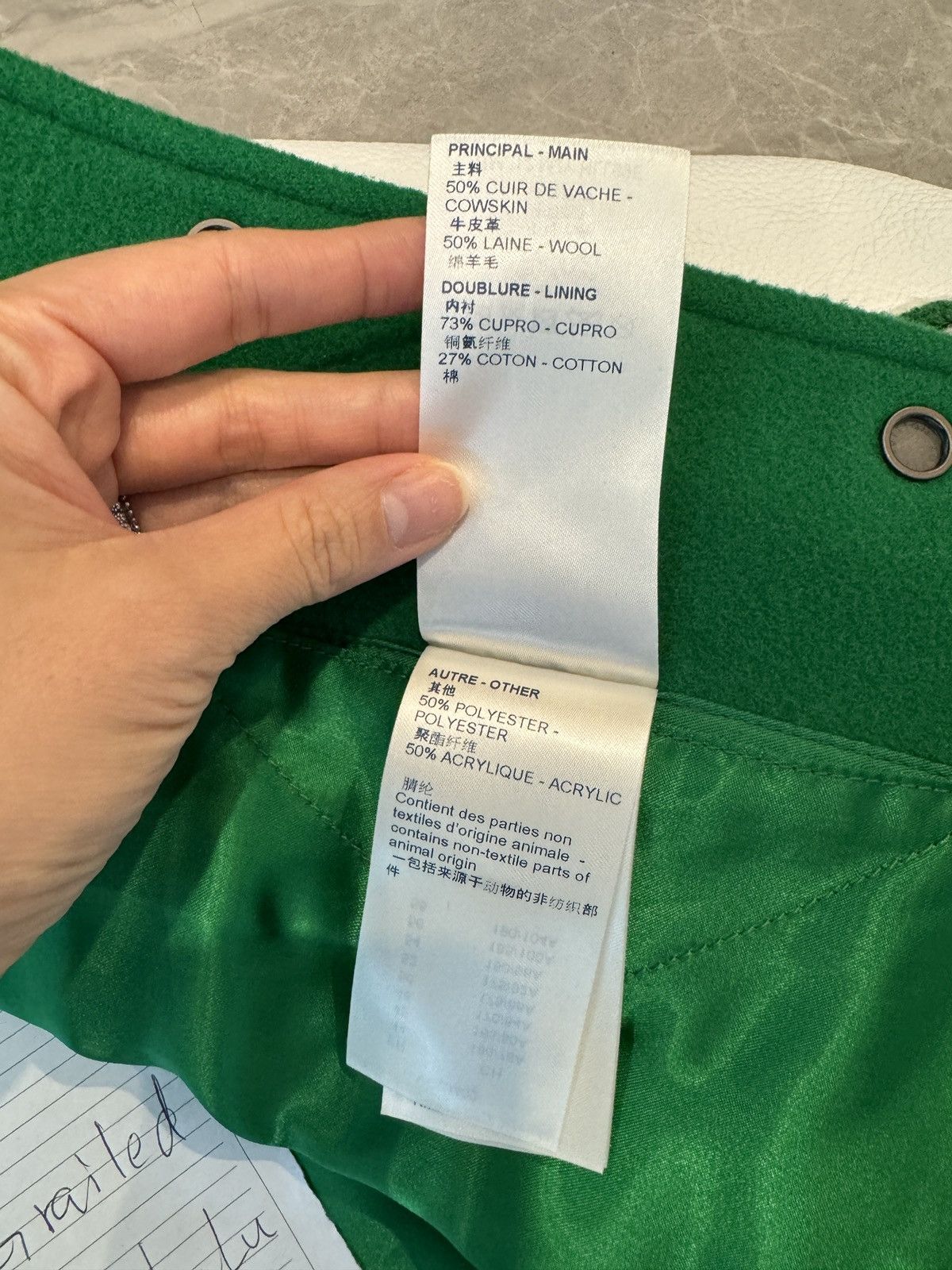 Louis Vuitton Louis Vuitton Green & White Varsity Leather Jacket Size US L / EU 52-54 / 3 - 21 Thumbnail