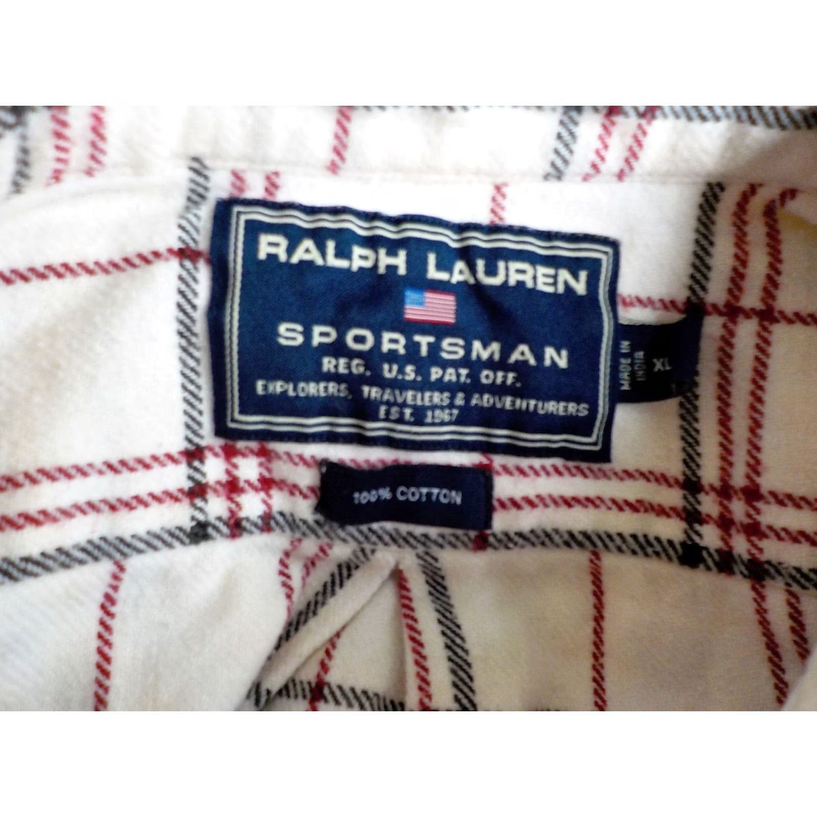 Ralph Lauren RALPH LAUREN SPORTSMAN Outdoor Casual Shirt Plaid L/S Button Ivory/Red/Black XL Men Size US XL / EU 56 / 4 - 5 Thumbnail