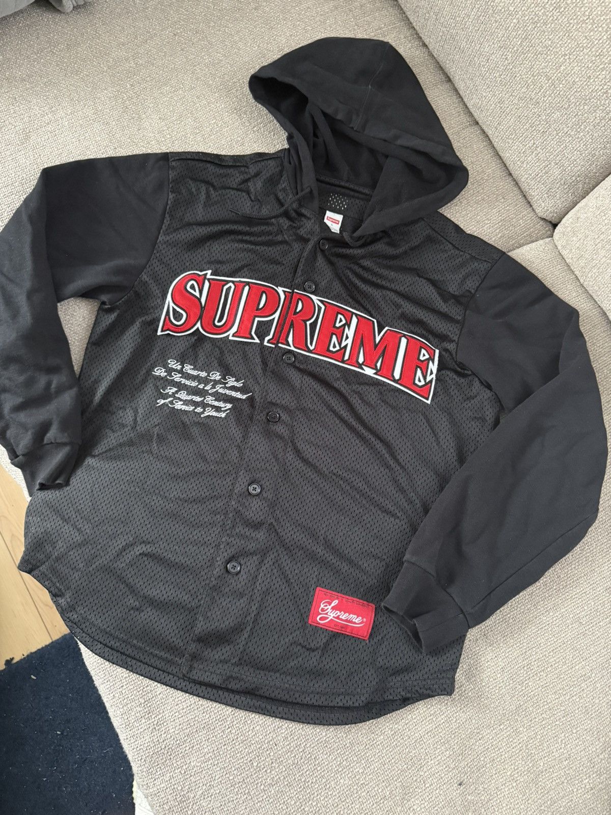 SupremeシュプリームMesh Hooded Baseball Jersey Supreme Mesh Hooded L/S Baseball Jersey Black Men's - SS20 - US