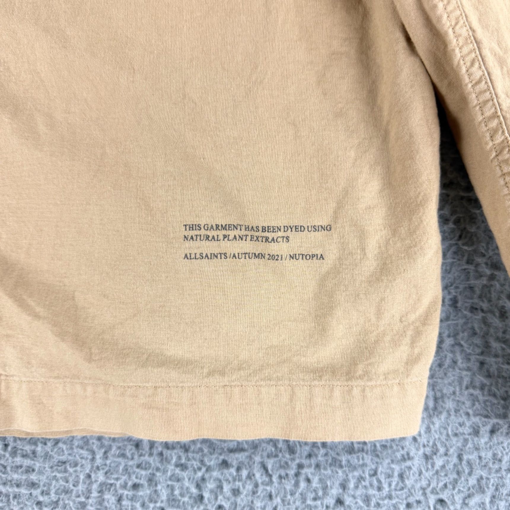 Allsaints AllSaints Strathmoor Button-Up Utility Shirt Mens Small Relaxed Fit Long Sleeve Brown Cotton Regular Pattern Solid Col Size US S / EU 44-46 / 1 - 4 Thumbnail