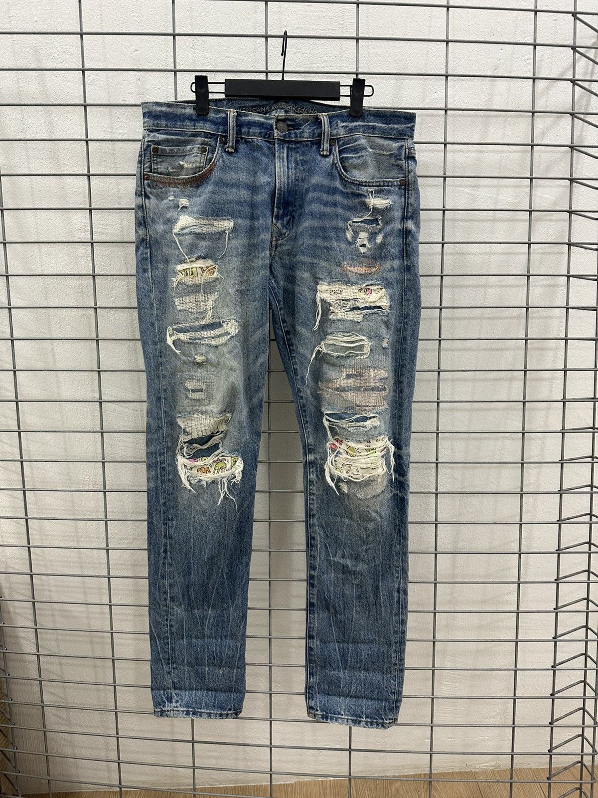 Keith Haring Rare Beautiful Keith Haring X American Eagle Patchwork Jeans Size US 32 / EU 48 - 1 Thumbnail
