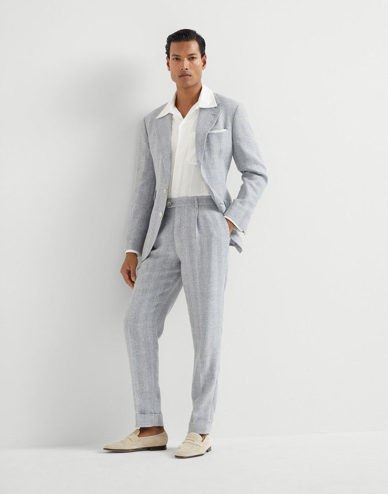 Brunello Cucinelli o1la1rc1a0326 Wool And Cotton Textured Trousers in Grey Size US 36 / EU 52 - 4 Thumbnail