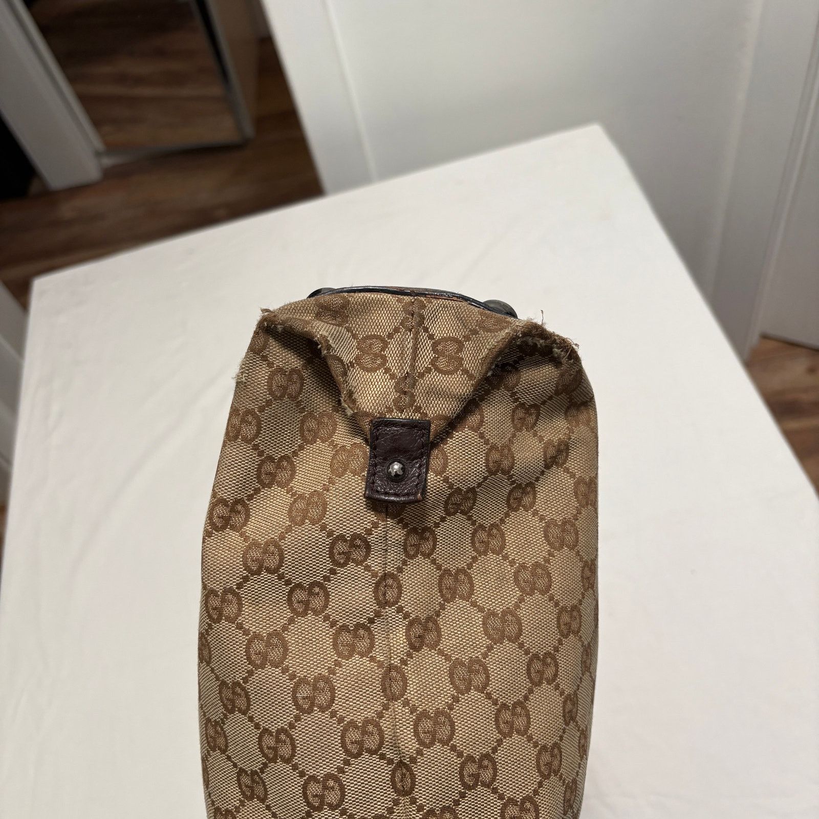 Gucci Gucci GG Web Canvas Brown Beige Sherry Line Tote Bag Size ONE SIZE - 8 Thumbnail