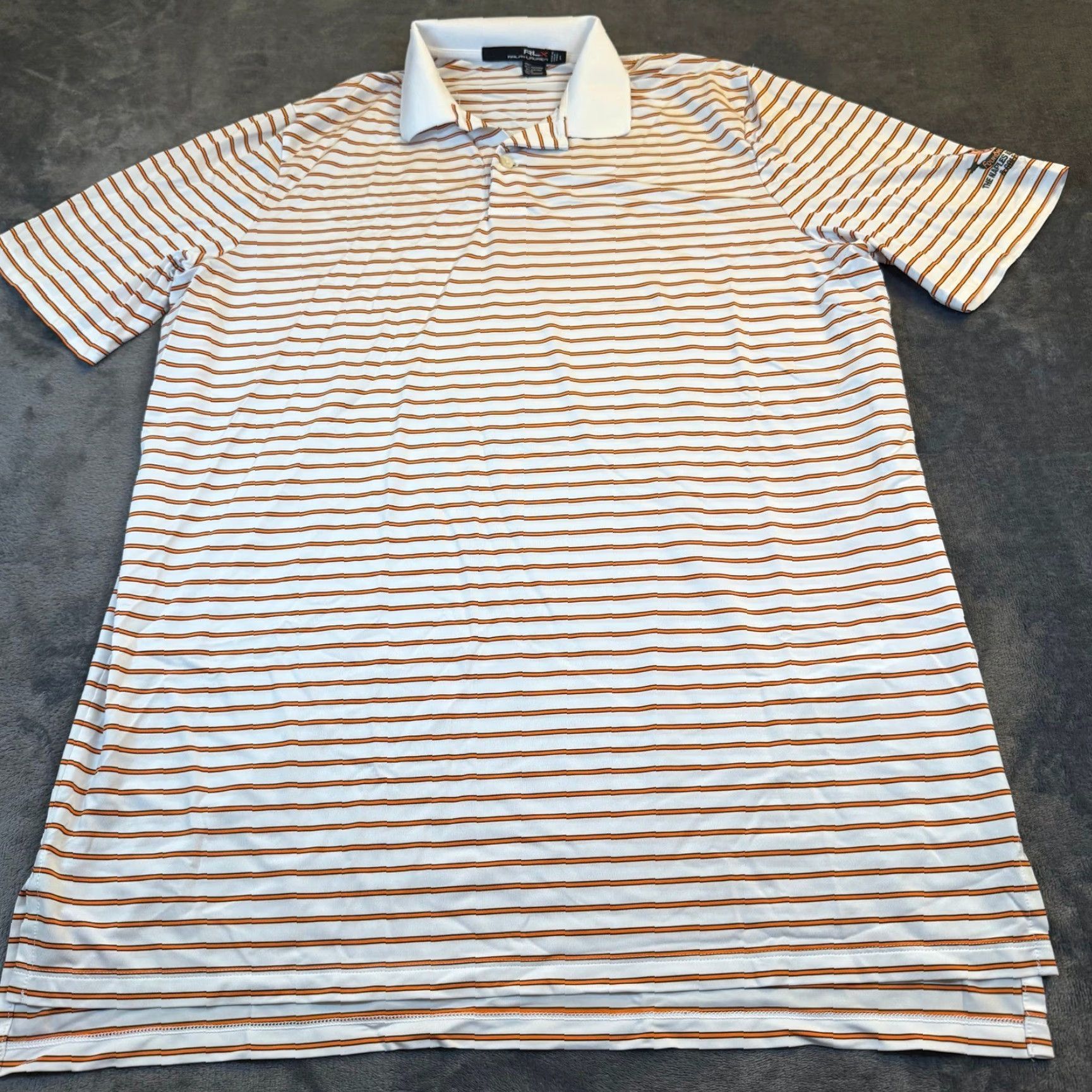 RLX Ralph Lauren RLX Ralph Lauren Polo Shirt Mens L Striped White Orange Polo Shirt Mens L White Orange Striped Golf Preppy Coastal Performance Polo Shirt Size US L / EU 52-54 / 3 - 3 Thumbnail