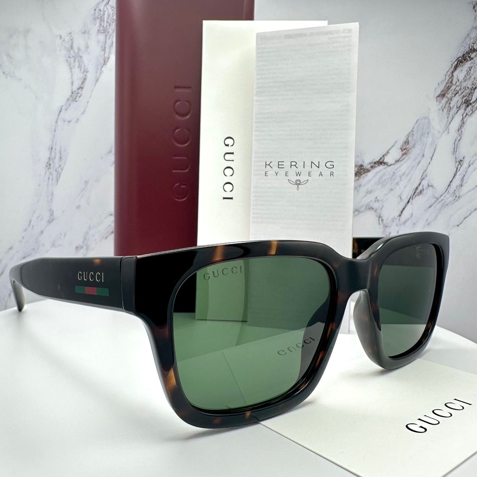 Gucci New GUCCI Sunglasses Brown Gold Red Green Web 55-20-145 mm Size ONE SIZE - 8 Thumbnail