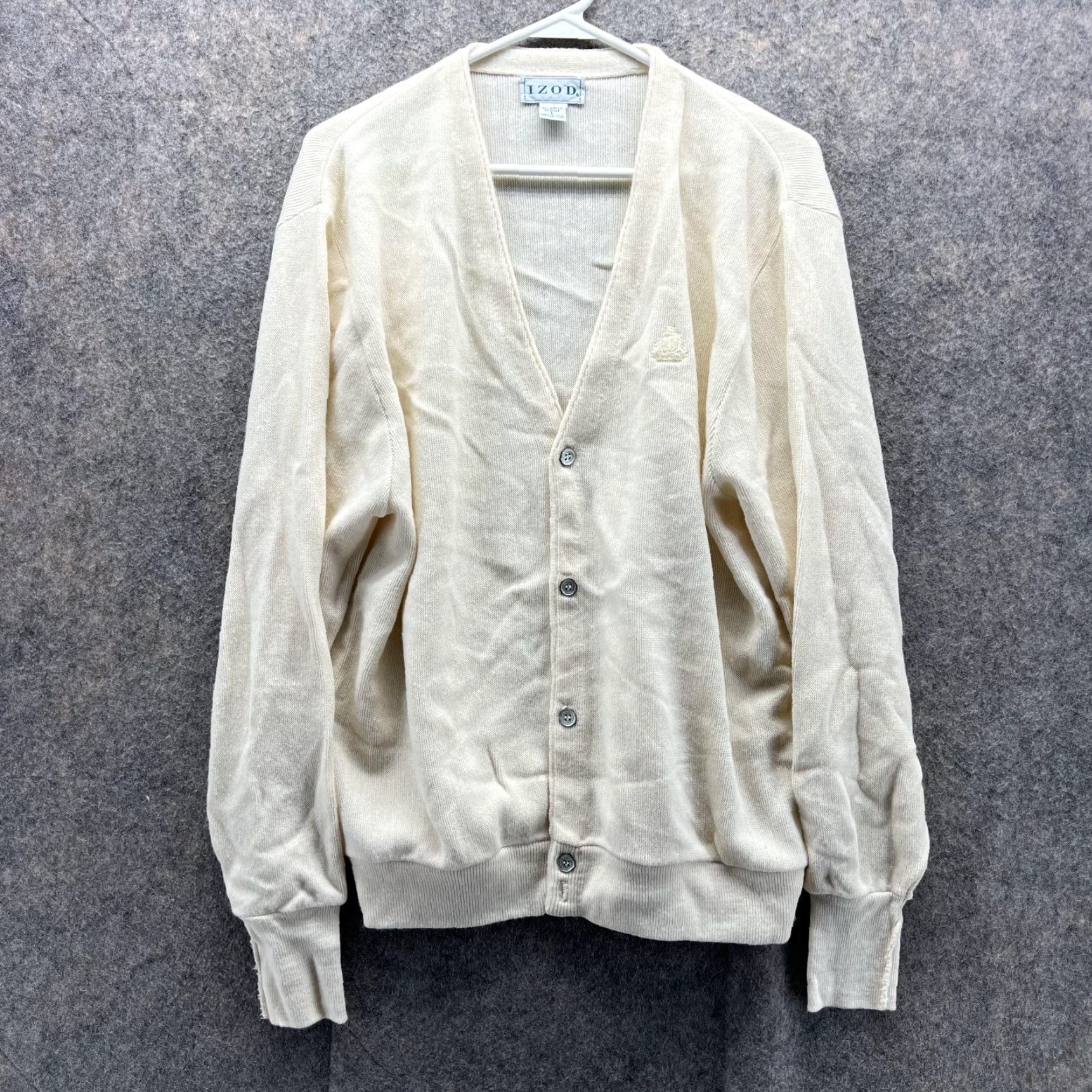 Izod VINTAGE Izod Sweater Cardigan Women Large Beige Logo Acrylic All Seasons Fall Spring Winter Womens Holiday JL Size L / US 10 / IT 46 - 2 Thumbnail