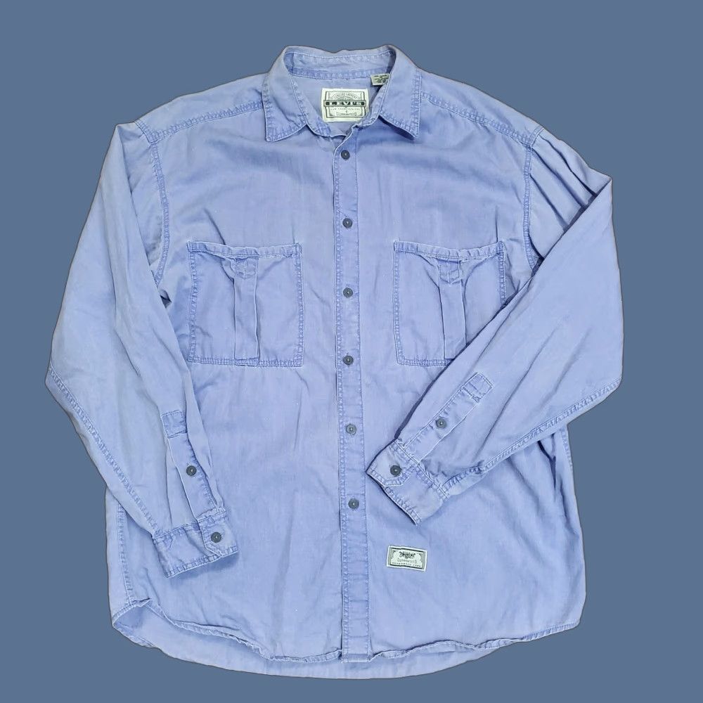 Levi's VINTAGE Levi's Shirt Mens M Purple Long Sleeve Snap Button Workwear 90s Size US M / EU 48-50 / 2 - 1 Thumbnail