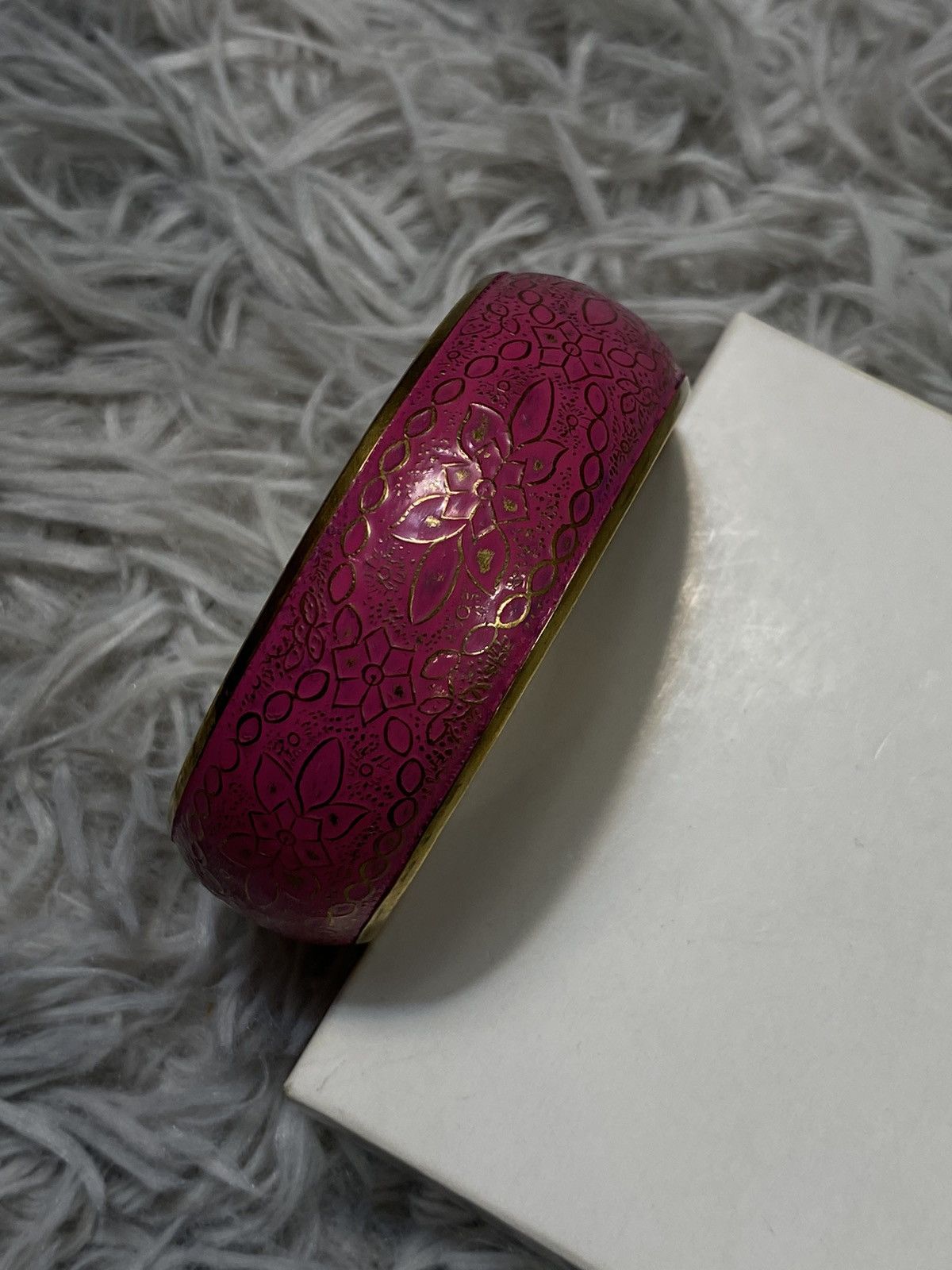 Japanese Brand × Jewelry × Vintage Pink & Gold Floral Brass Bangle - Japanese Brand Size ONE SIZE - 5 Thumbnail