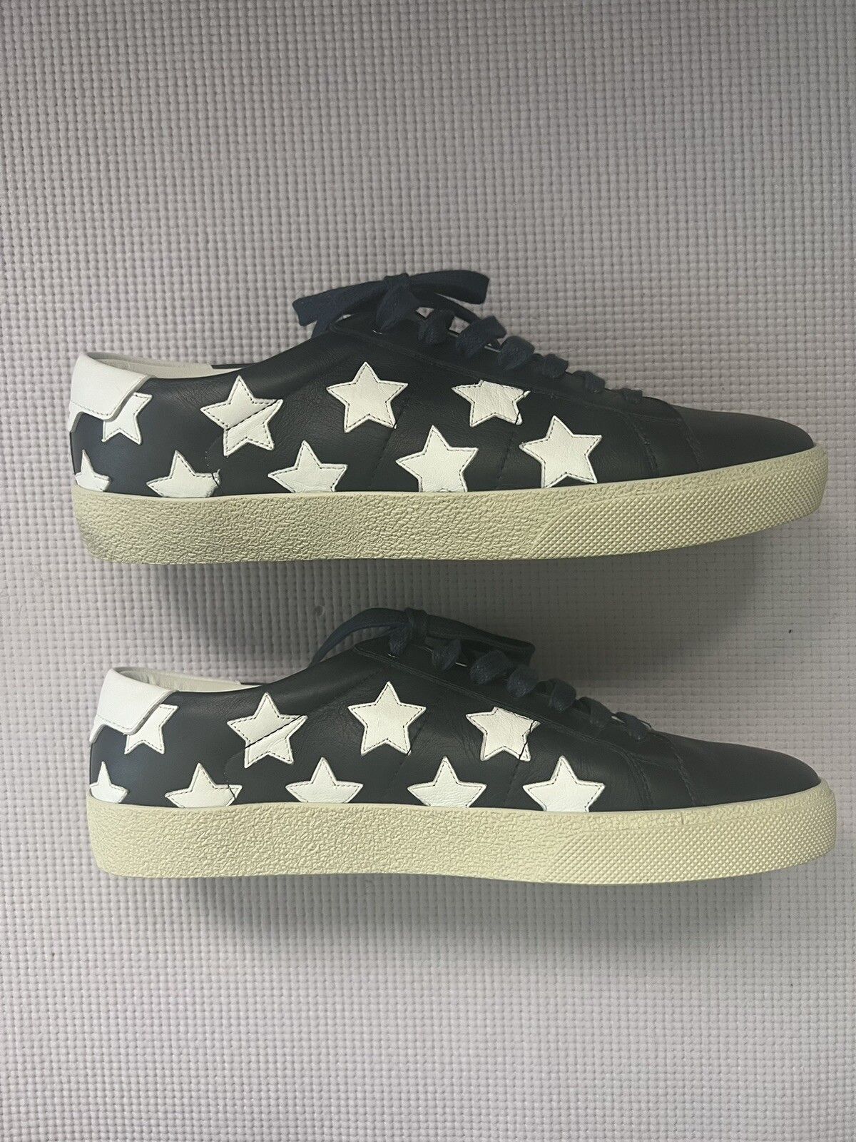 Saint Laurent Paris Star Court Classic Navy Leather Size 40 Shoes in Blue, Men's
