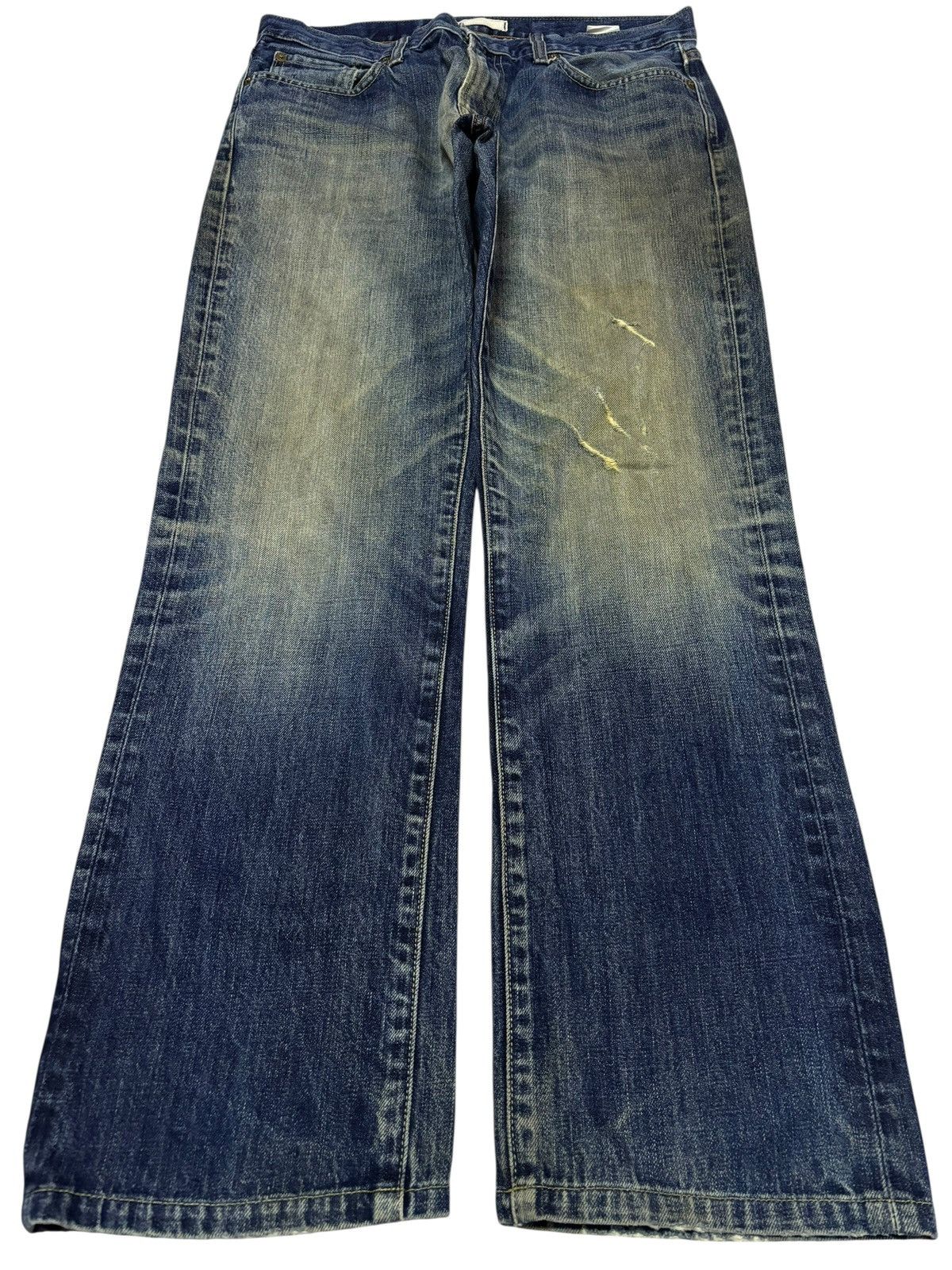 Japanese Brand Vtg Y2k Kaihara Denim Uniqlo Mud Washed Distressed Jeans Size US 32 / EU 48 - 1 Thumbnail