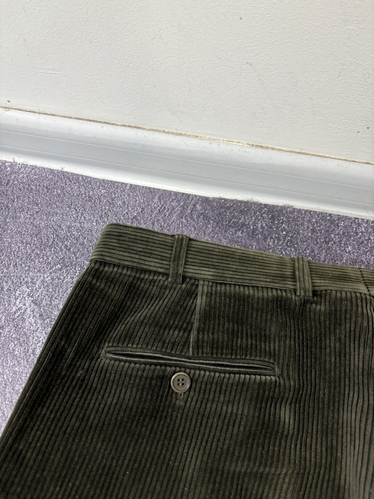 Balmain Vintage Balmain Velvet Corduroy Khaki Green Rare Baggy Pants Size US 38 / EU 54 - 20 Thumbnail