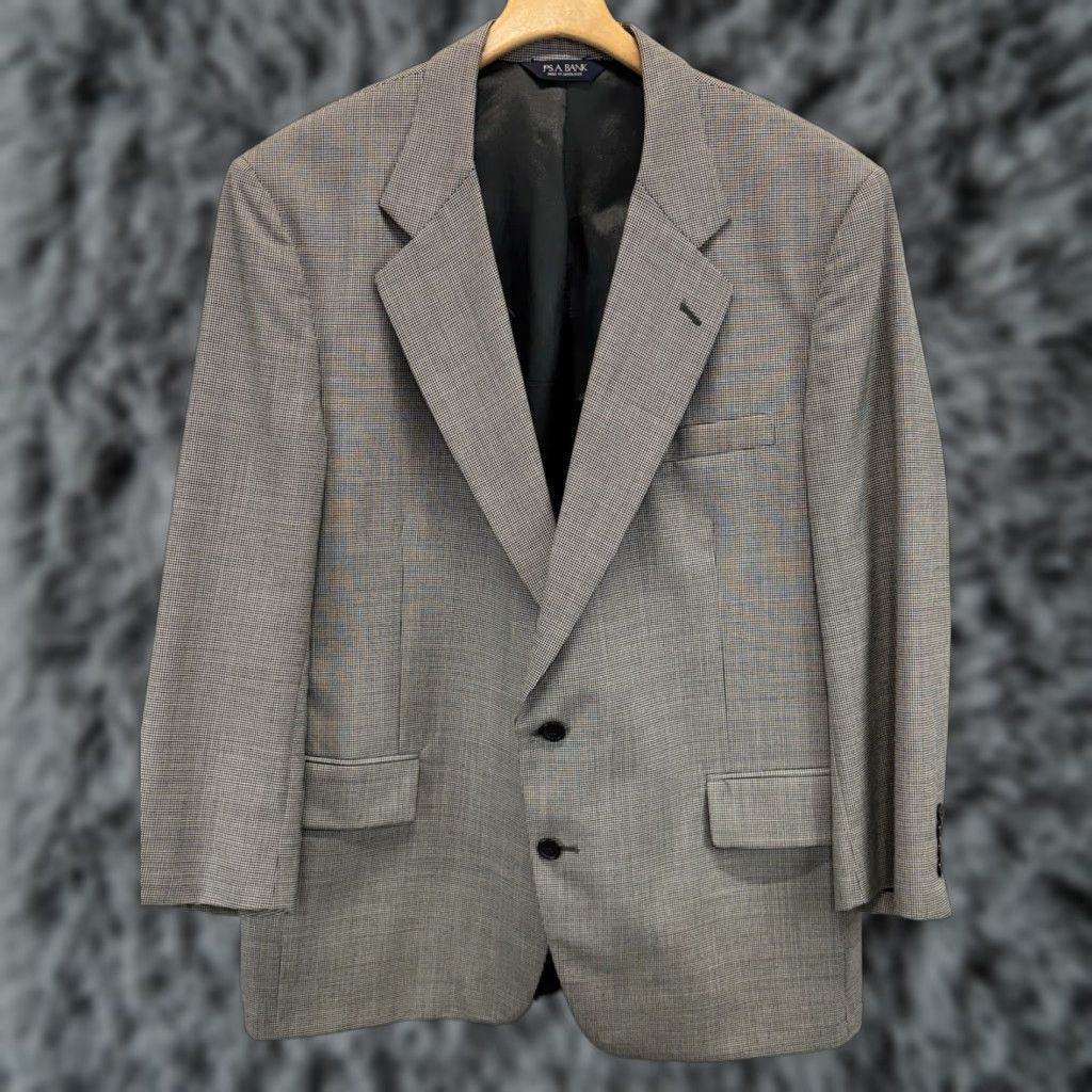 Jos. A. Bank VINTAGE Jos A Bank 2 Pc Suit Men’s 46R Jacket 40x27 Pants Black White Mini Houndstooth Mens Suit Jacket Set Regular Wool 2 Piece Size 46R - 1 Thumbnail