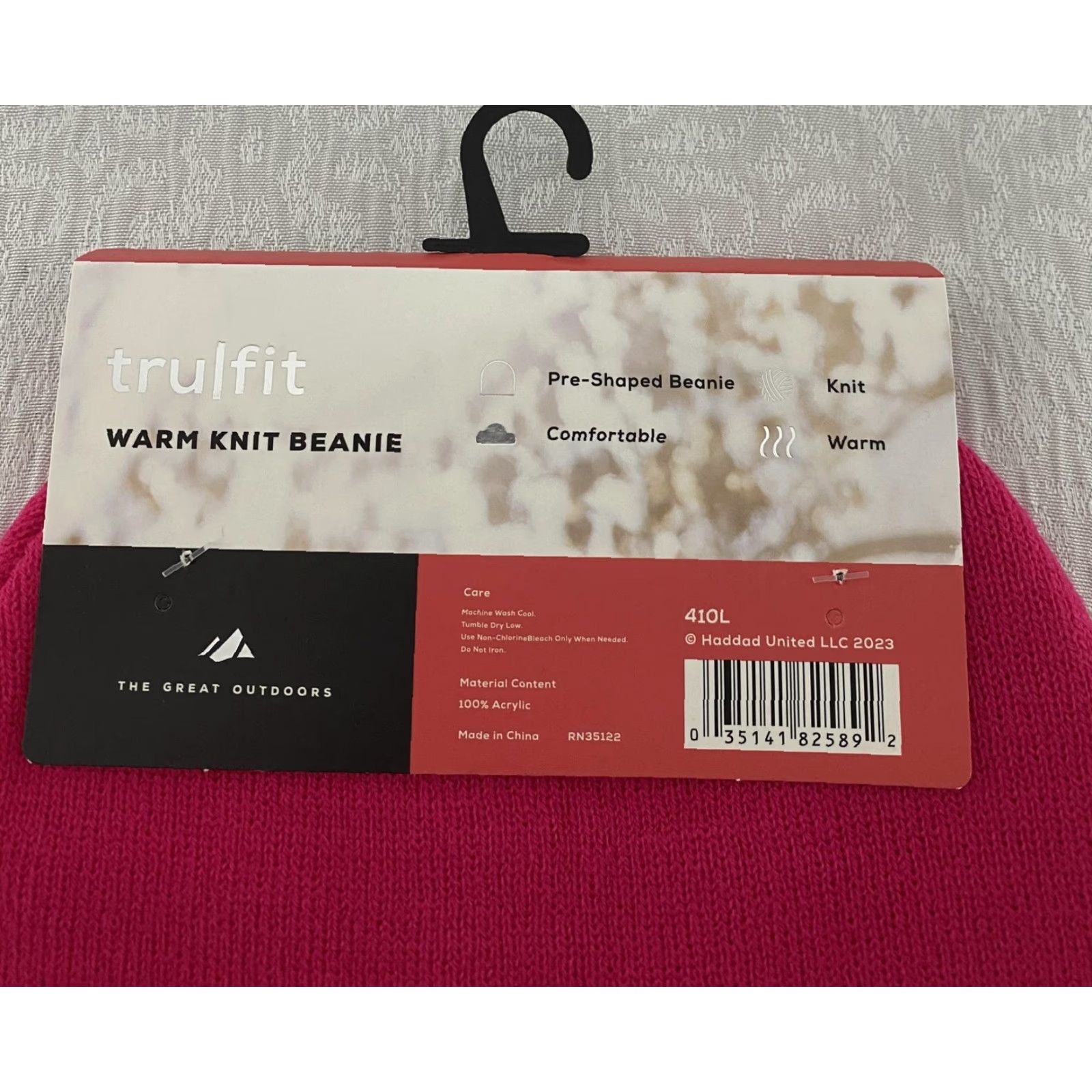 Vintage The Great Outdoors Tru Fit Hat Beanie One Size Pink Warm Knit Acrylic Winter Womens Size ONE SIZE - 4 Thumbnail