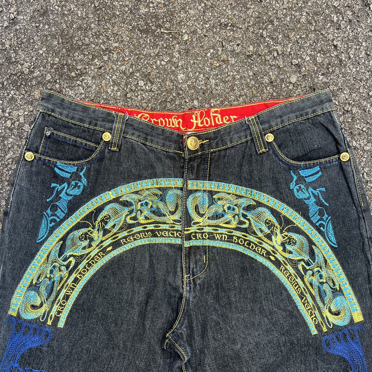 JNCO Vintage Crown Holder Arts Embroidery Denim Jeans Size US 40 / EU 56 - 3 Thumbnail