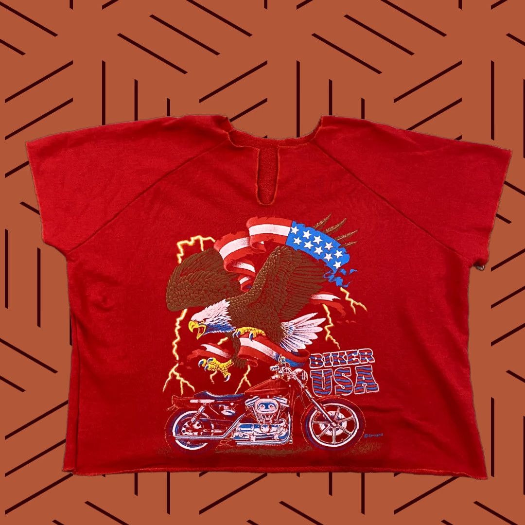 Vintage VINTAGE Motorcycle Shirt Mens One Size Red Biker Eagle Thunder Week Rag Gym 90s Size US M / EU 48-50 / 2 - 1 Thumbnail
