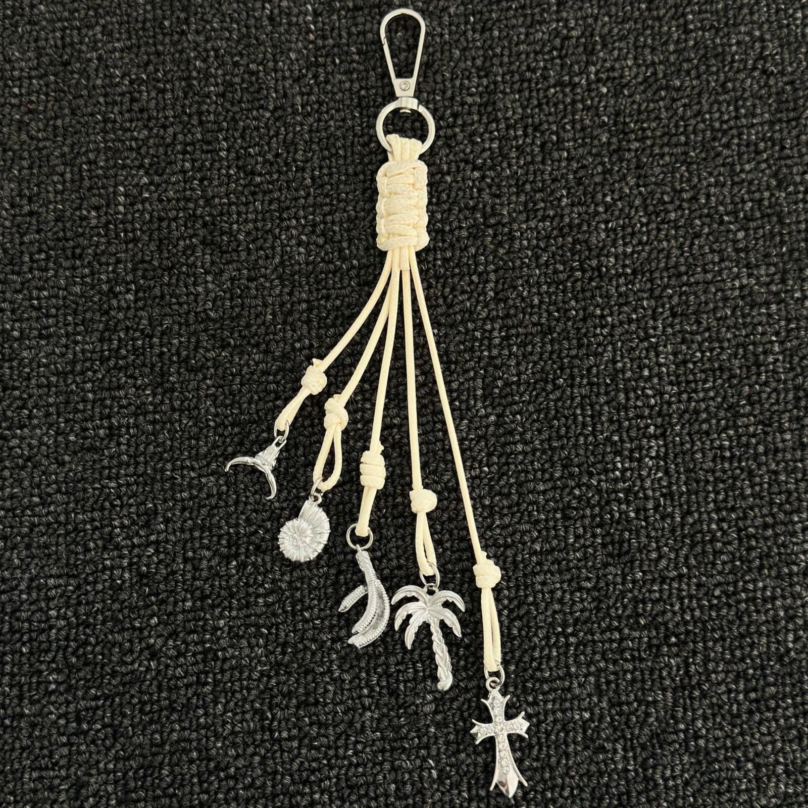 Jewelry Tropical Rope Keychain | Handwoven Palm Cross Charm Size ONE SIZE - 3 Thumbnail