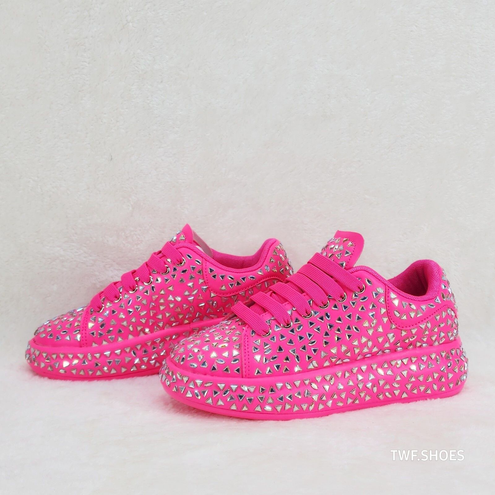 Other Geo Dazzle Cush Iridescent Stone Hot Pink Platform Sneakers Size US 8 / IT 38 - 3 Thumbnail