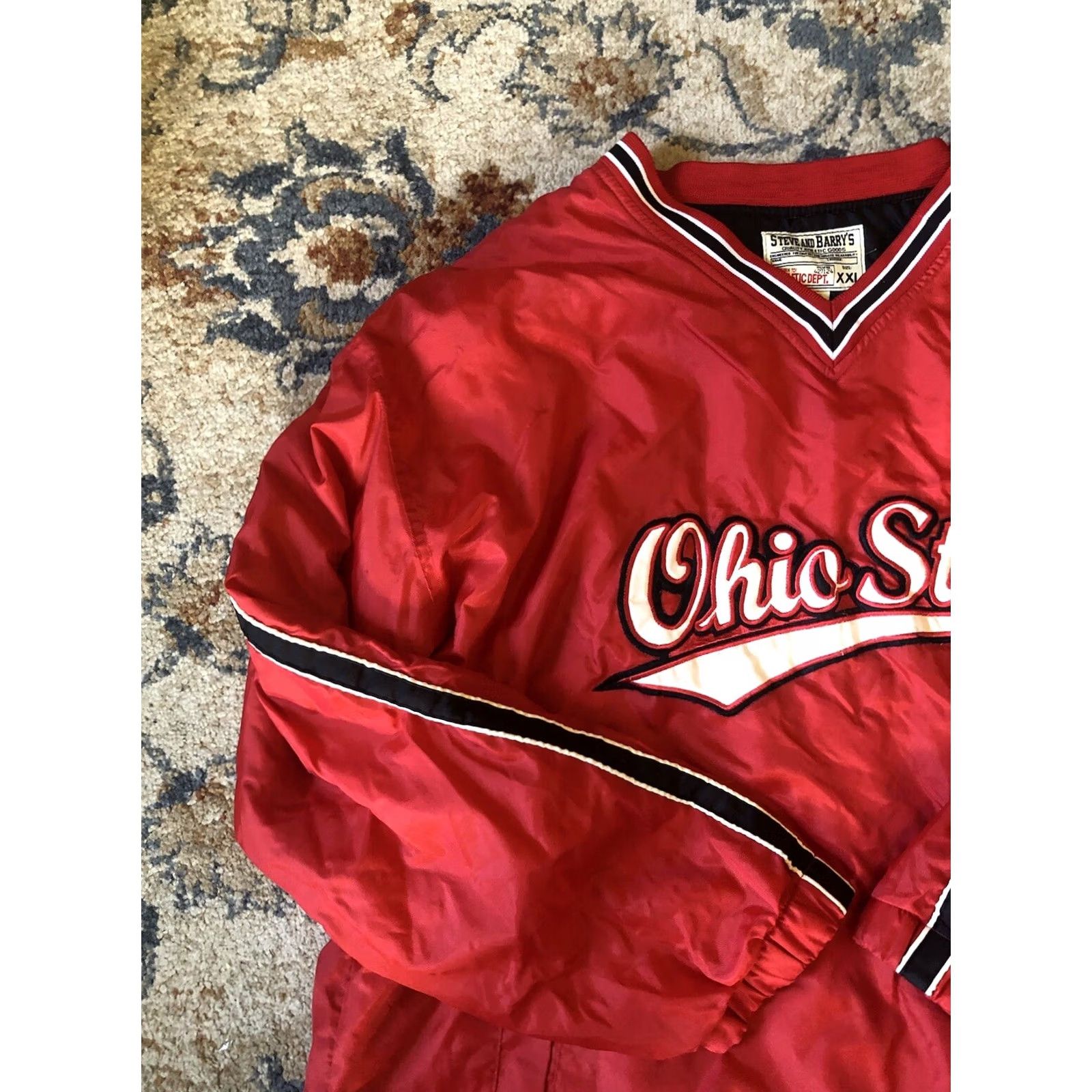 Vintage Steve & Barry’s Jacket Mens 2XL Red OSU Pullover Windbreaker Lined Nylon Embroidered Logo University Football 90s Theme Size US XXL / EU 58 / 5 - 3 Thumbnail