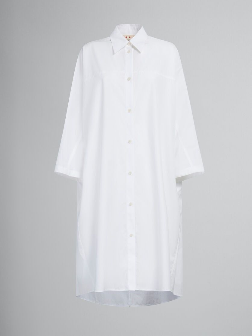 oc11z0525 Bio Poplin Oversized Shirt Dress in White