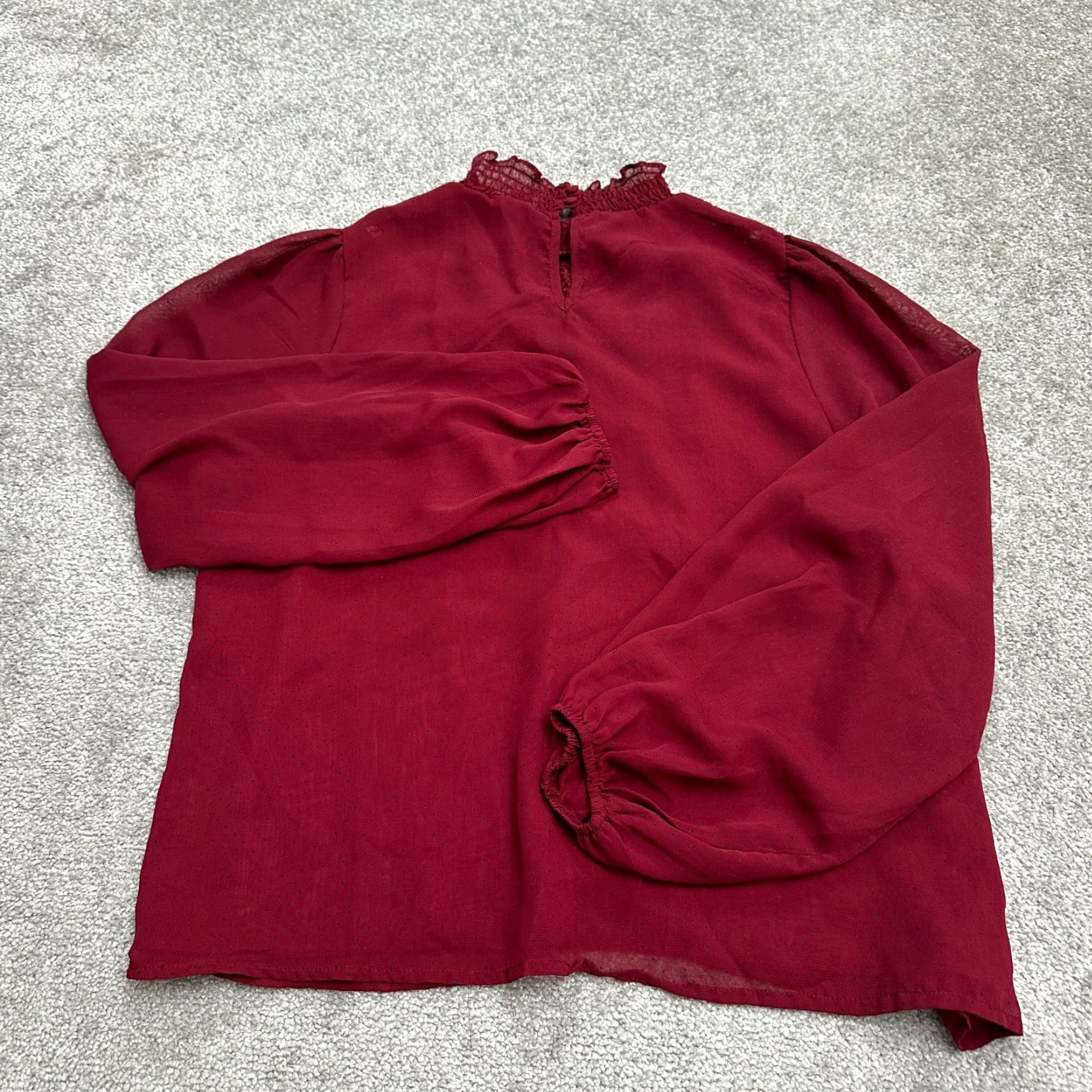 AQUA Aqua Blouse Shirt Womens M Red Mock Neck Long Sleeve Tunic Polka Dot Knit All Seasons Breathable Easy Care Regular Designer Classic 90s? Size M / US 6-8 / IT 42-44 - 2 Thumbnail