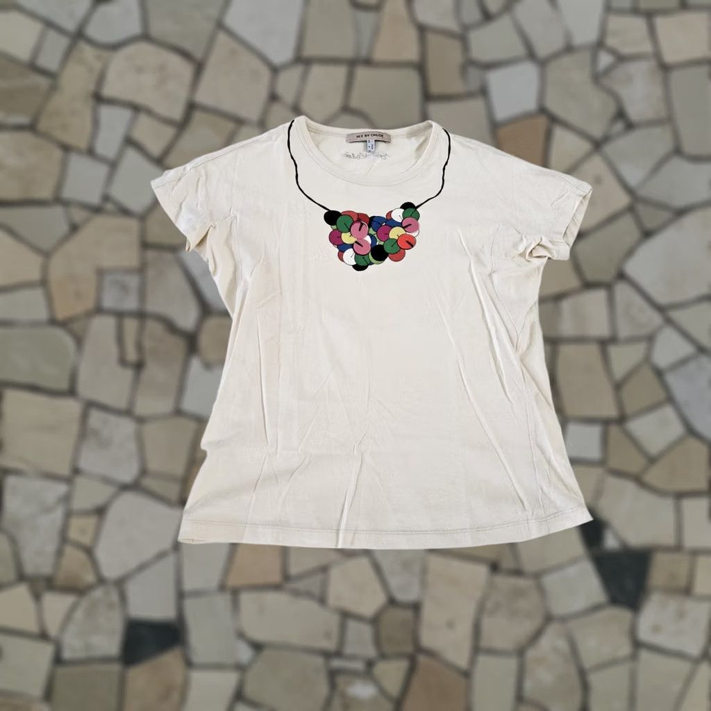 Vintage See By Chloe T-Shirt Short Sleeve Women Size 4 Ivory Cotton Size S / US 4 / IT 40 - 1 Thumbnail
