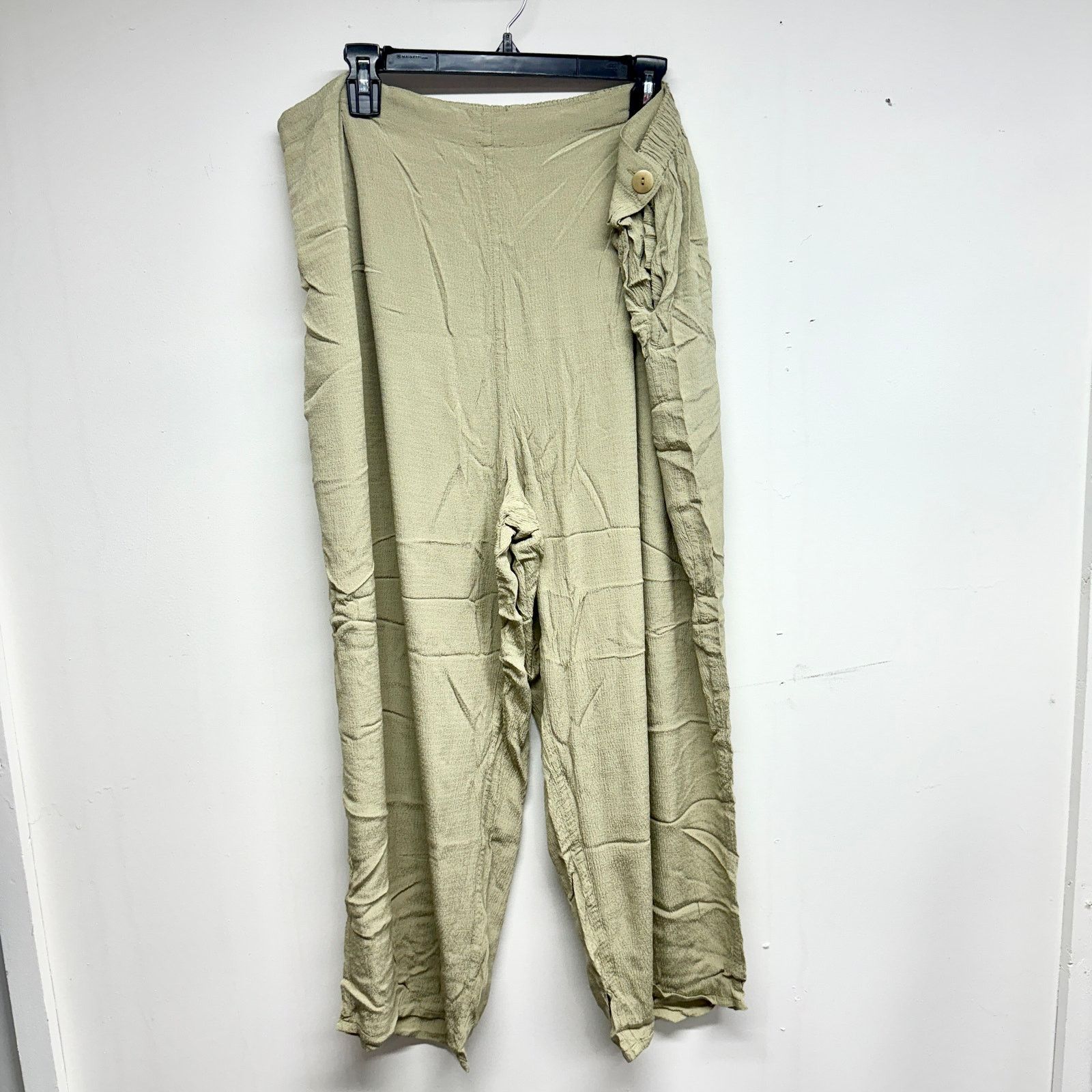 FLAX Flax Green Stretched Wasited 100% Linen Trouser Pants Sz 3G Size 26" / US 2 / IT 38 - 1 Thumbnail
