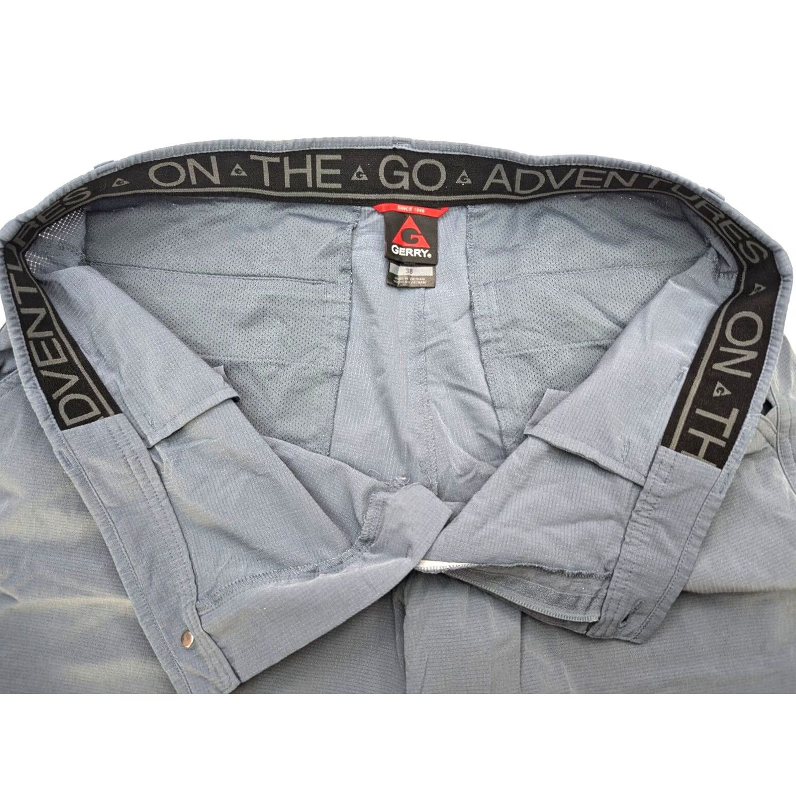 Vintage Gerry Chino Golf Shorts Men 38x10 Light Blue 10" Inseam 5-Pocket Ripstop Outdoor Comfort Regular Rise Knits Nylon Spandex Logo Size US 38 / EU 54 - 7 Thumbnail