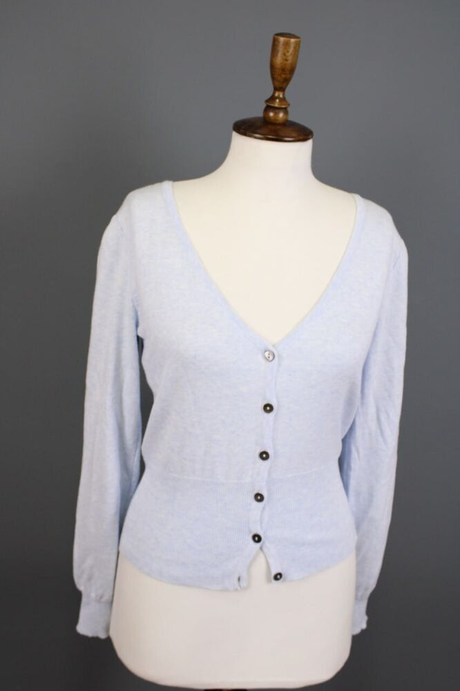 image of Eribe Scotland Knit Cardigan Sweater in Blue, Women's (Size Small)