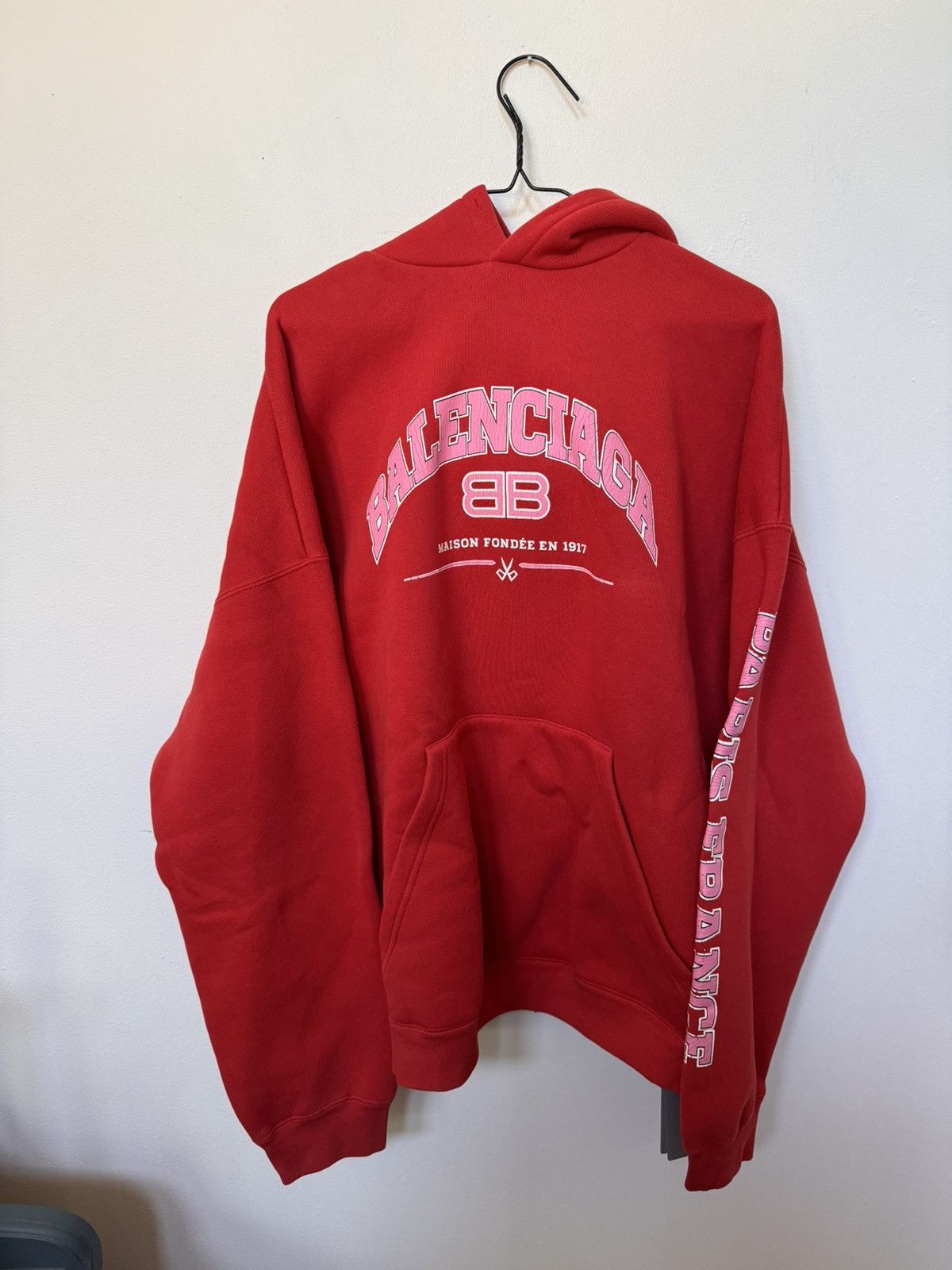 Pre-owned Balenciaga Maison Hoodie Red