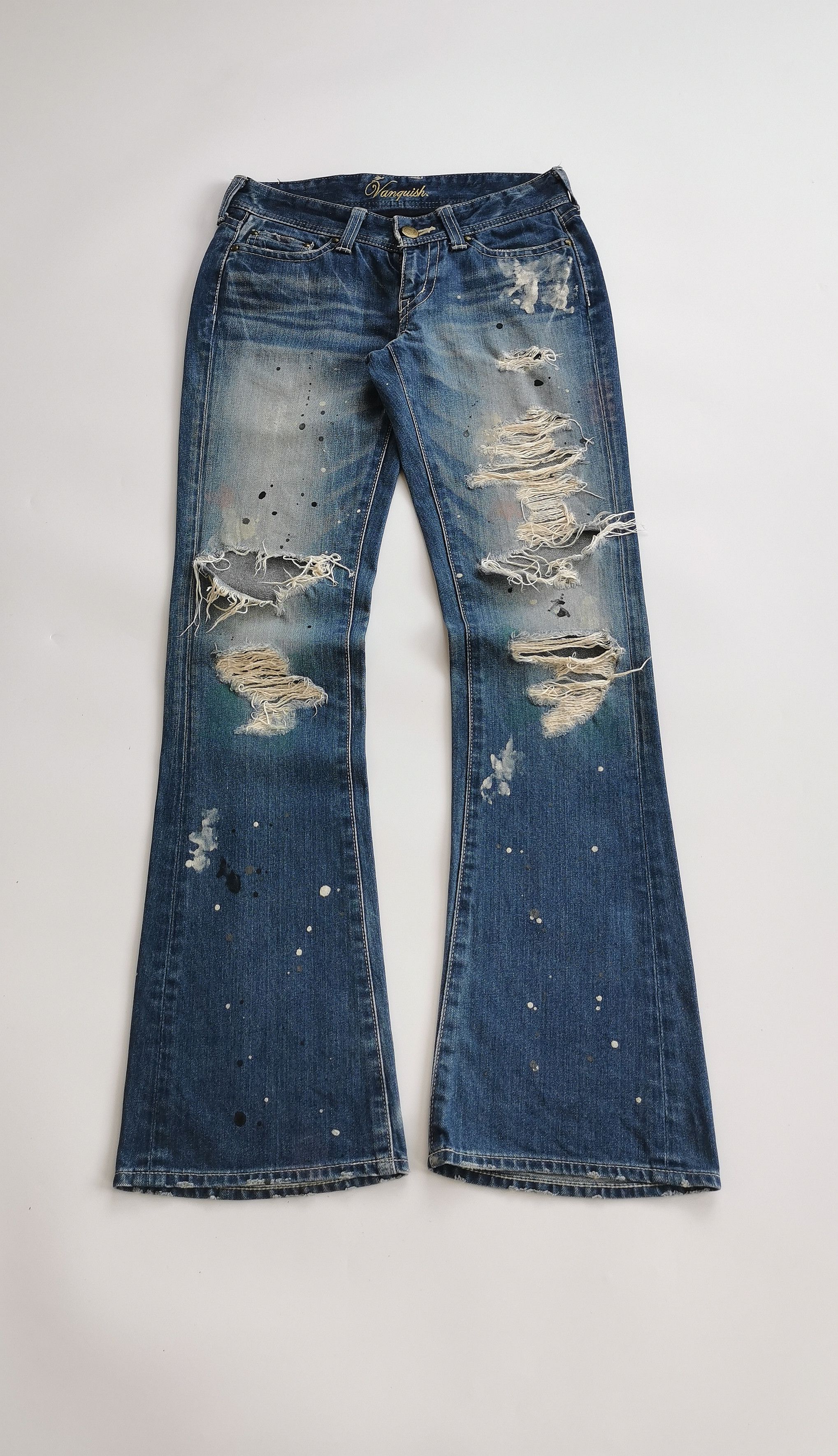 Vanquish Vanquish Gold Distressed Flare denim Size US 29 - 8 Thumbnail