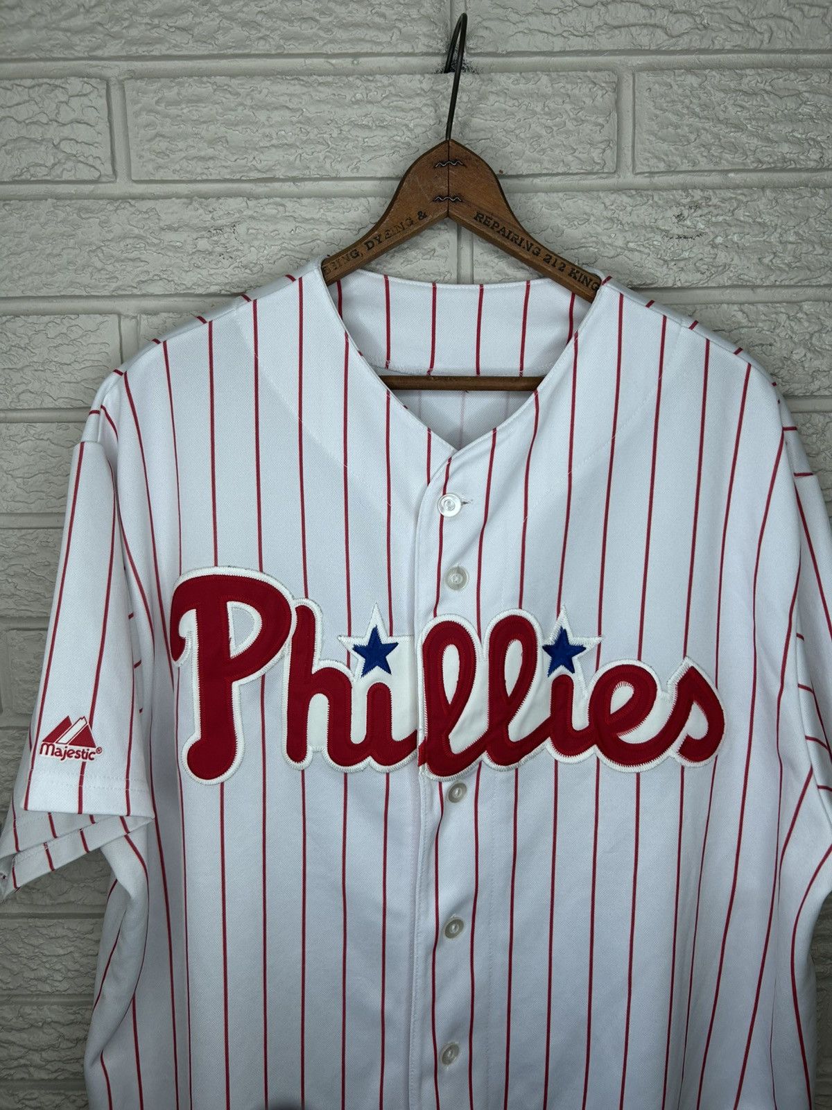 Majestic Vintage Majestic Philadelphia Phillies Pinstripe Jersey Rare Size US XL / EU 56 / 4 - 2 Thumbnail