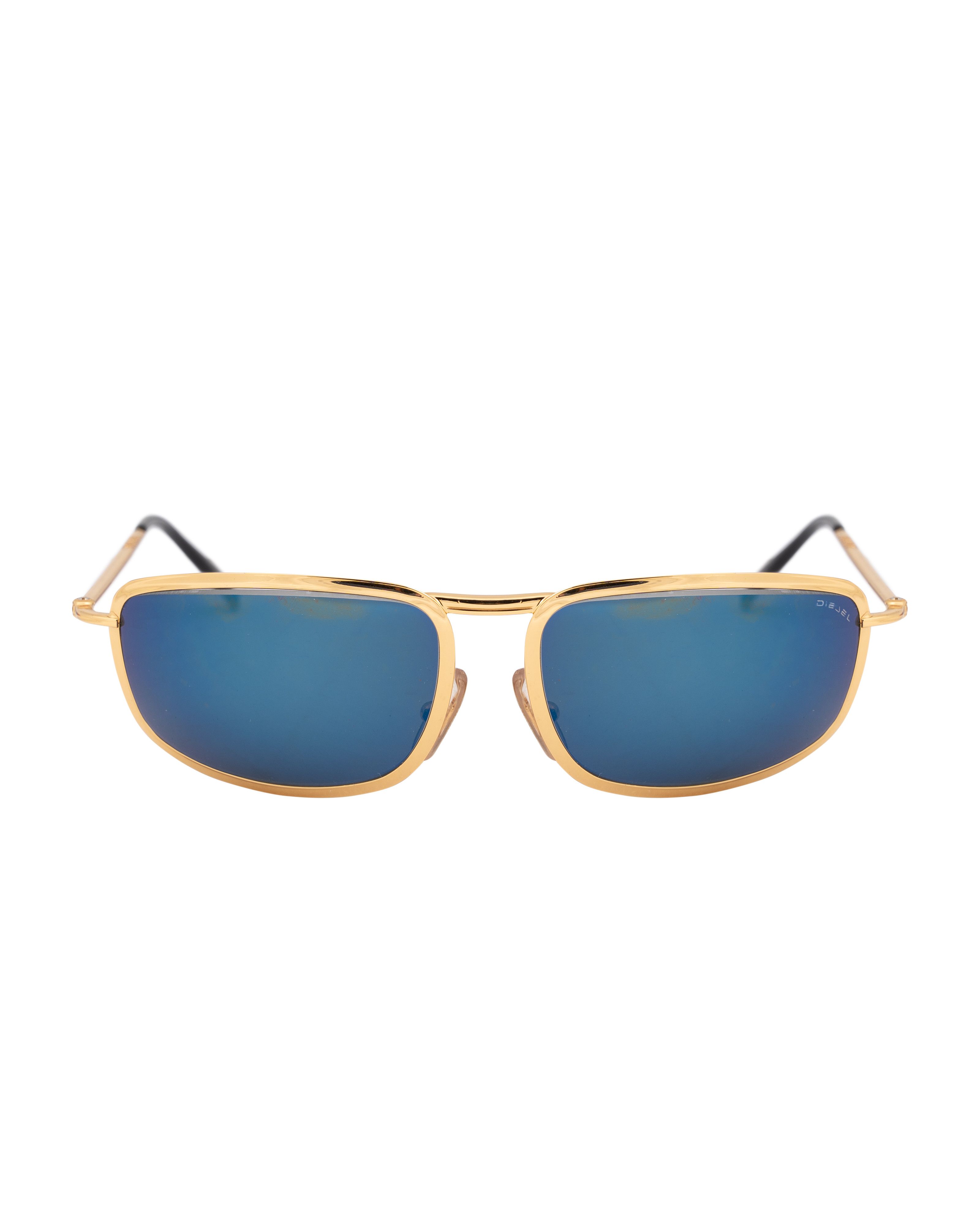Diesel Diesel '00s Gold Round Mirror Lens Rectangular Sunglasses Size ONE SIZE - 2 Thumbnail