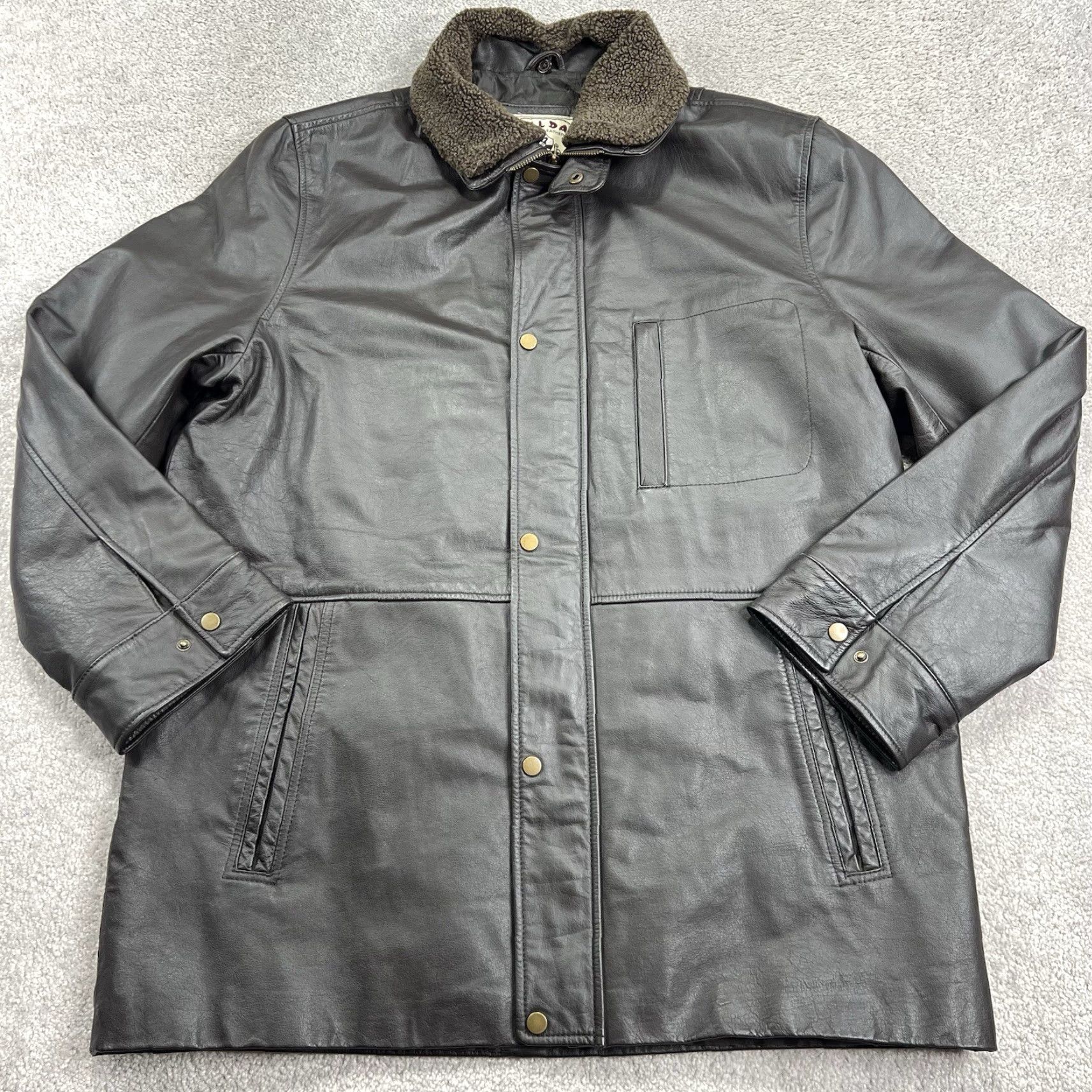 Vintage VINTAGE Wilda Aviator Jacket Mens XL Brown Genuine Leather Sherpa Collar Bomber Zip Snap Insulated Lined Pockets Size US XL / EU 56 / 4 - 2 Thumbnail