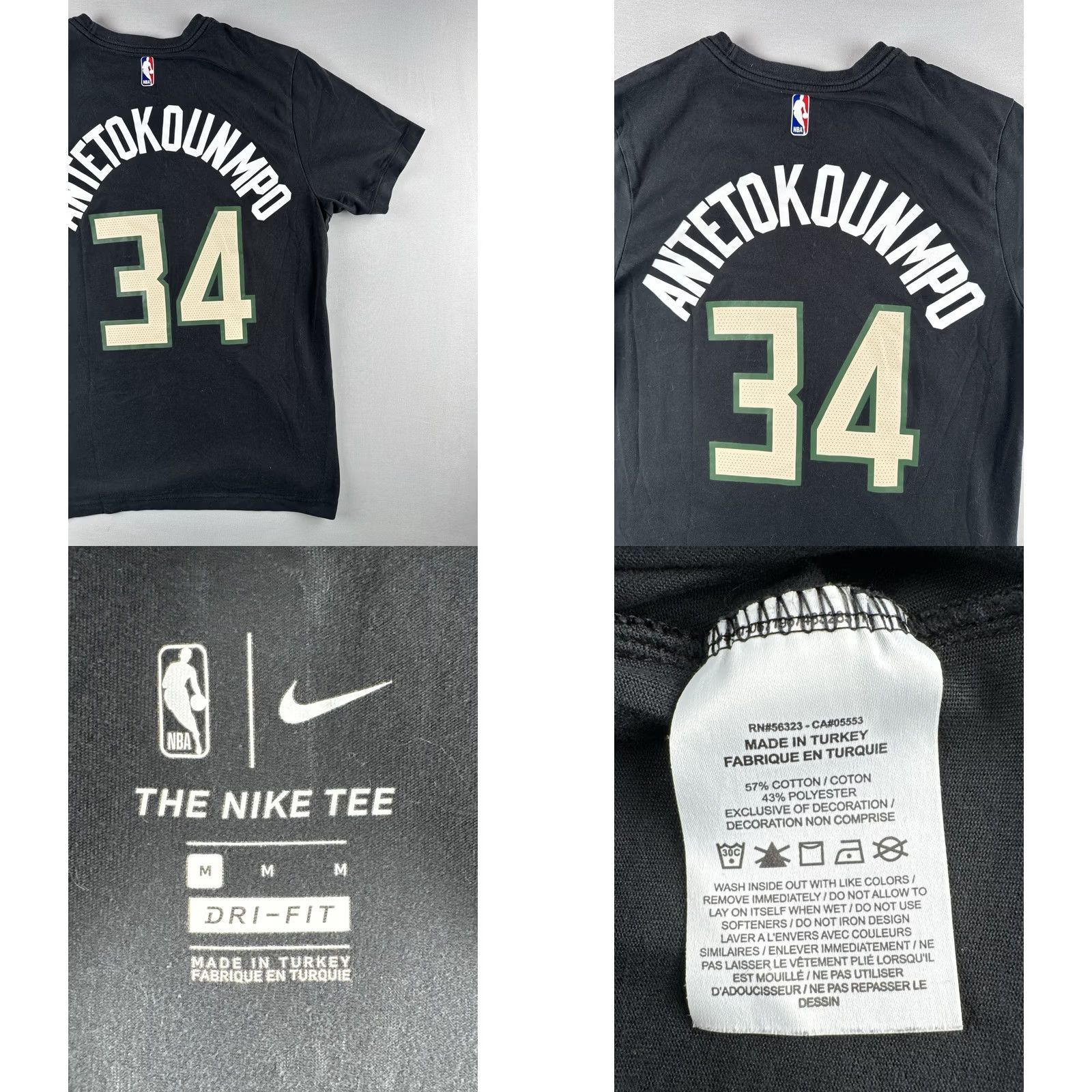 Nike Nike Giannis 34 Milwaukee Bucks T Shirt Black NBA Basketball Tee Size M Size US M / EU 48-50 / 2 - 8 Thumbnail